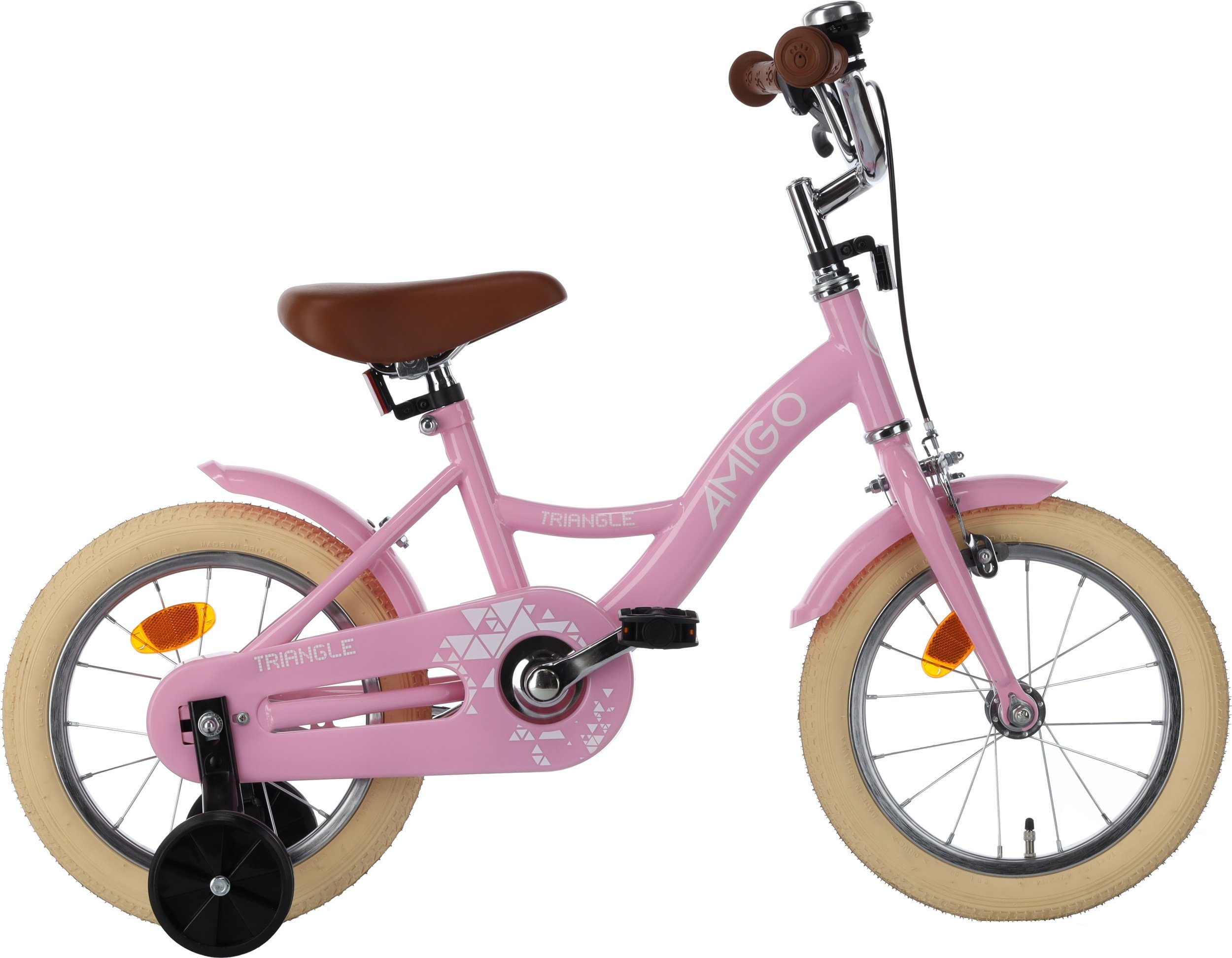 AMIGO Fahrräder Kinderfahrrad AMIGO Triangle 14 Zoll Mädchen Kinderfahrrad Rücktrittbremse Rosa