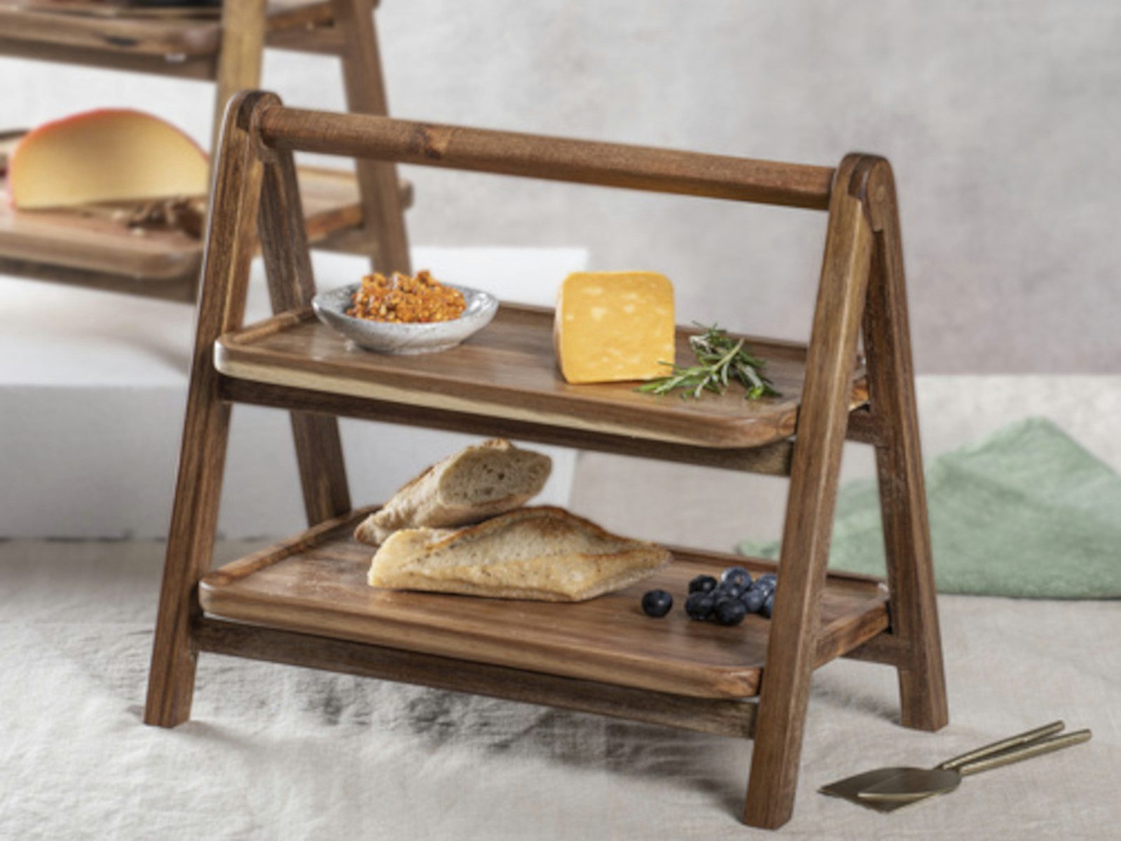 Ladelle Etagere GATHER Servierturm akazie 2-etagig, Akazienholz, (Serviertürme), Gather Acacia 2 Tier Serving Tower 40x22x35cm