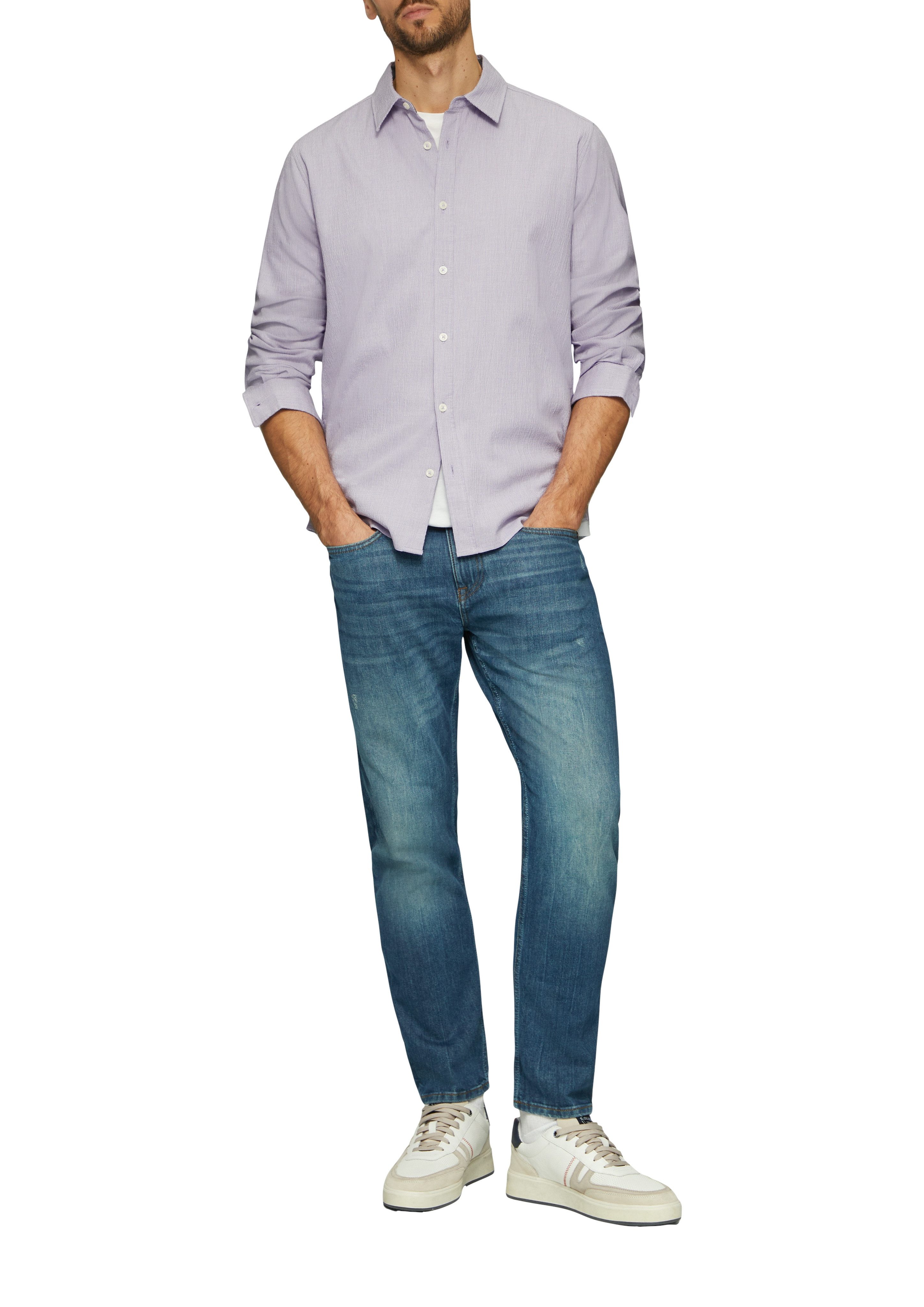 s.Oliver Langarmhemd aus Seersucker günstig online kaufen