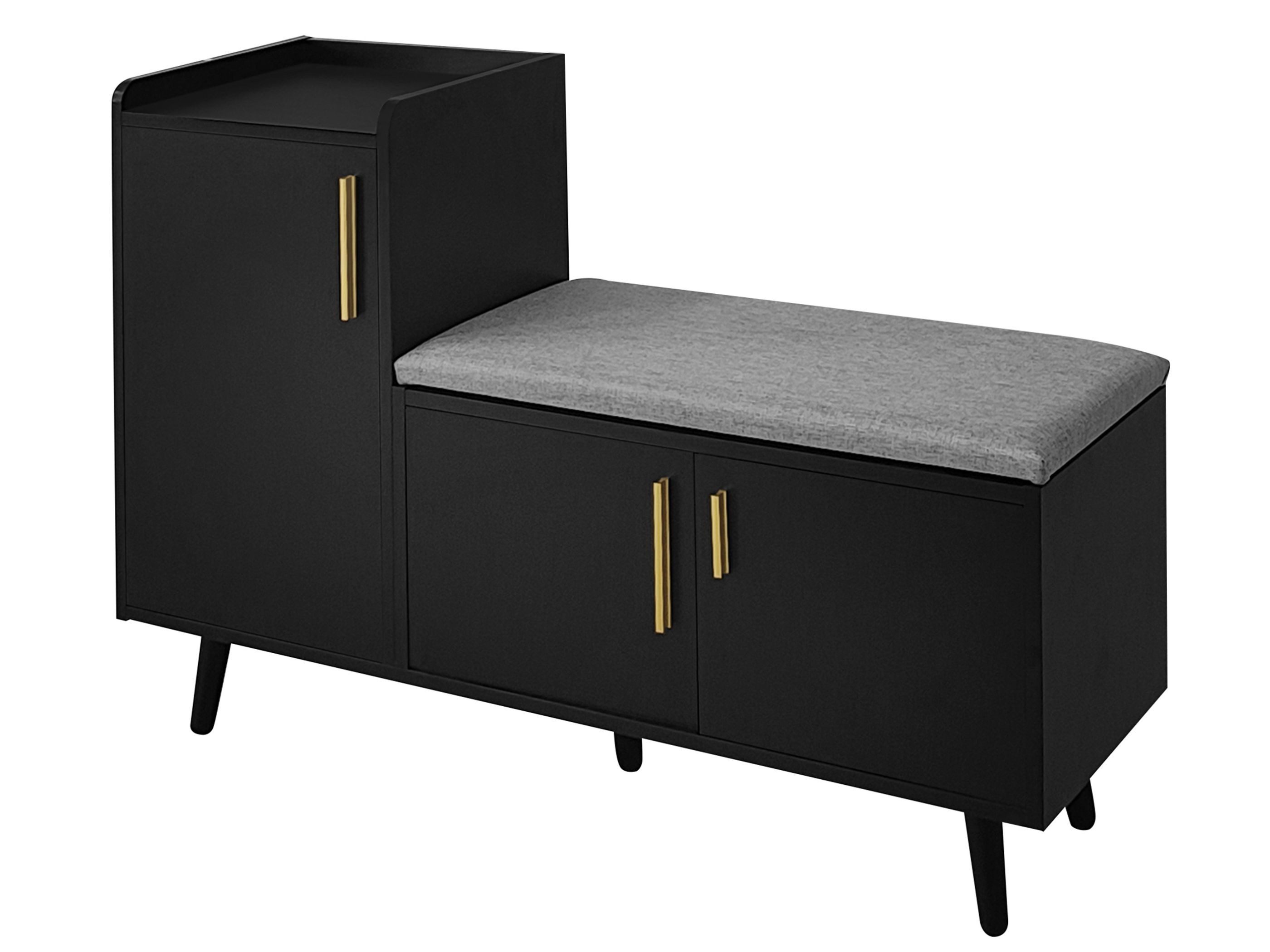 SeedWave Schuhschrank 100×34cm Schuhregal mit Leinen Gepolstertem Sitzbank, 2 Schranktüren kompakte Bauweise, 12 Paar Schuhe passen hinein