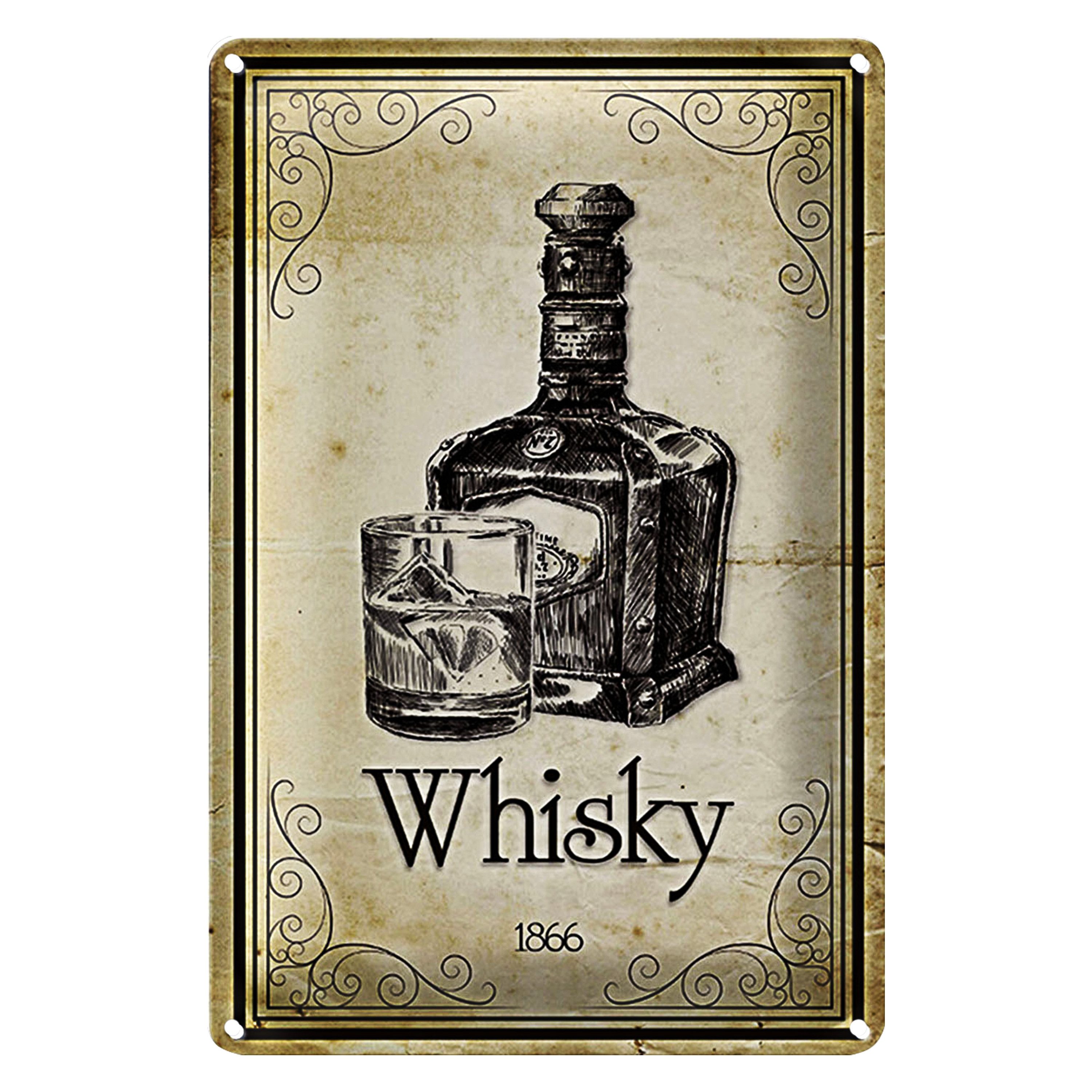 Roomando Metallschild Blechschild 20x30cm 1866 Whisky Retro