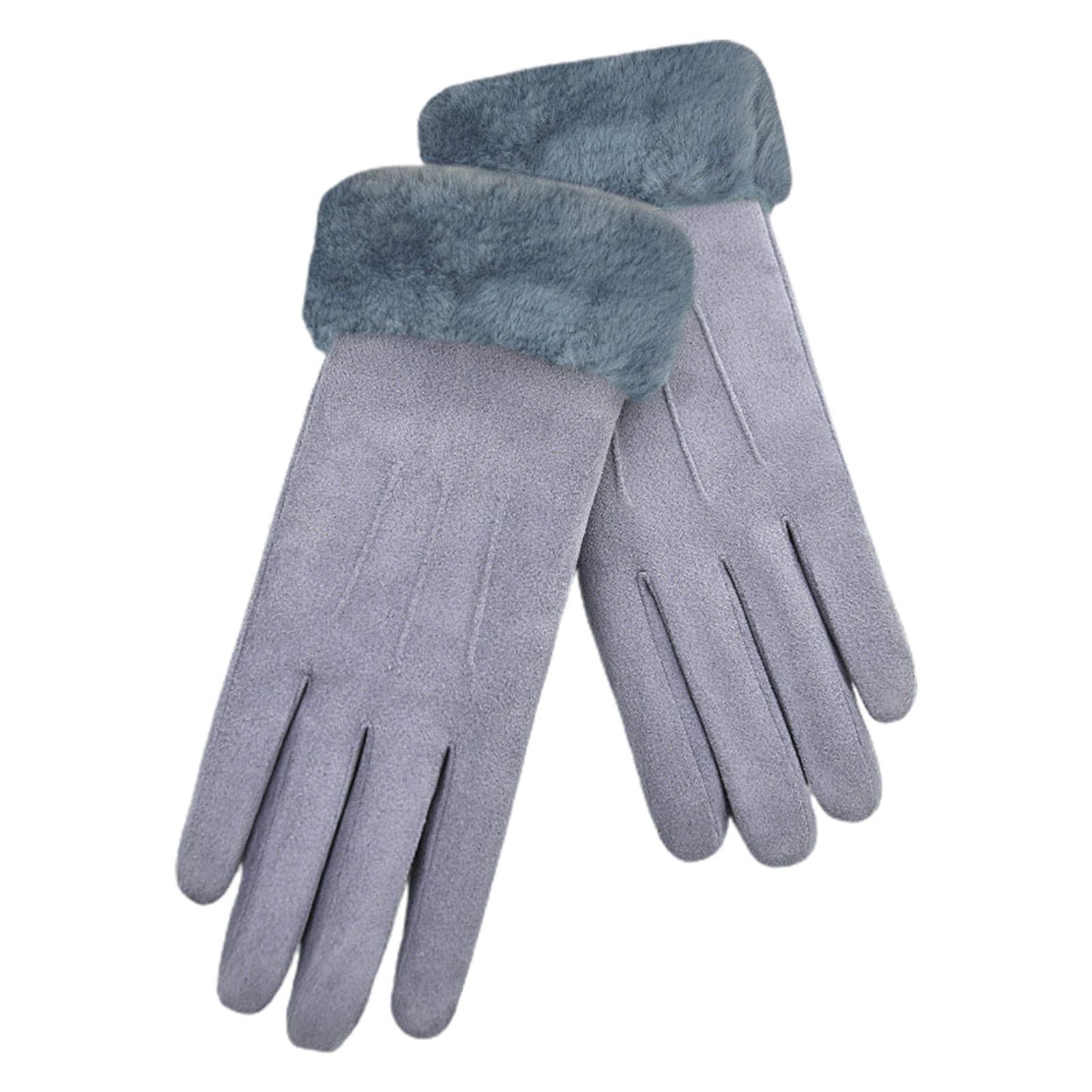 Blusmart Fleecehandschuhe Damen-Winter-Fleece-Handschuhe, Elastischer Wildlederstoff grau