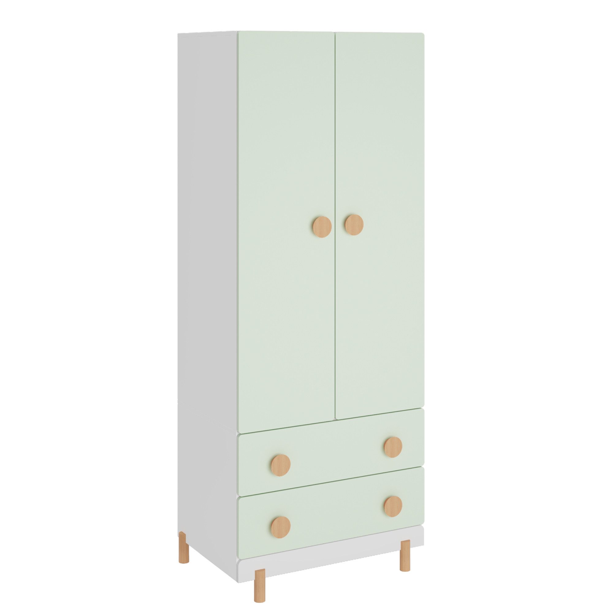 en.casa Kinderkleiderschrank »Vaarentaa« mit 2 Schubladen 156x60x41 cm Weiß/Mintgrün – Bild 2 von 5