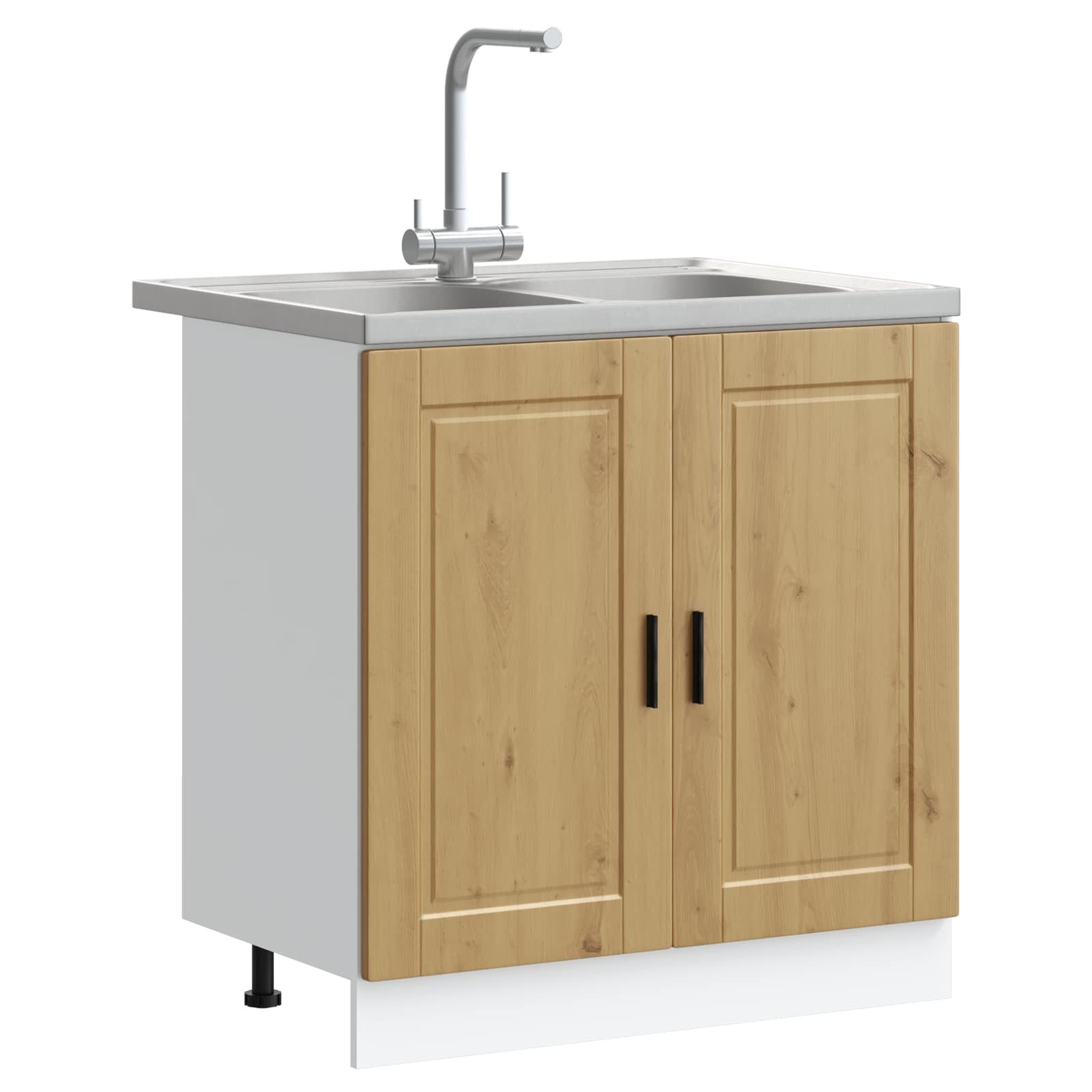 vidaXL Badezimmerspiegelschrank Waschbecken-Unterschrank Porto 2 stk. Braun 80 x 46 x 81.5 cm (2-St)