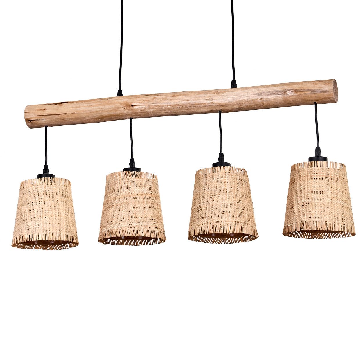 hofstein Pendelleuchte moderne Hängelampe aus Holz/Metall/Bast in Natur/Sch günstig online kaufen