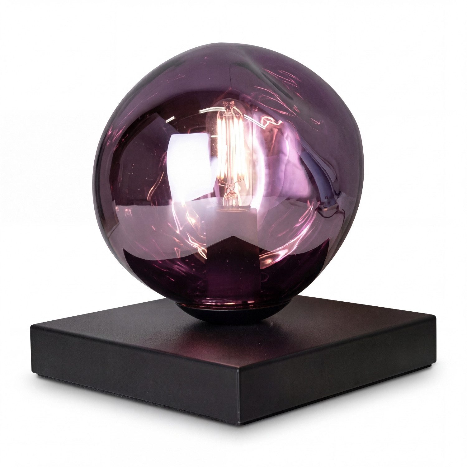 Licht-Erlebnisse Tischleuchte CLONLINA, ohne Leuchtmittel, Glas Lila verspiegelt E14 17,5 cm Lava-Glas Nachttisch Schlafzimmer