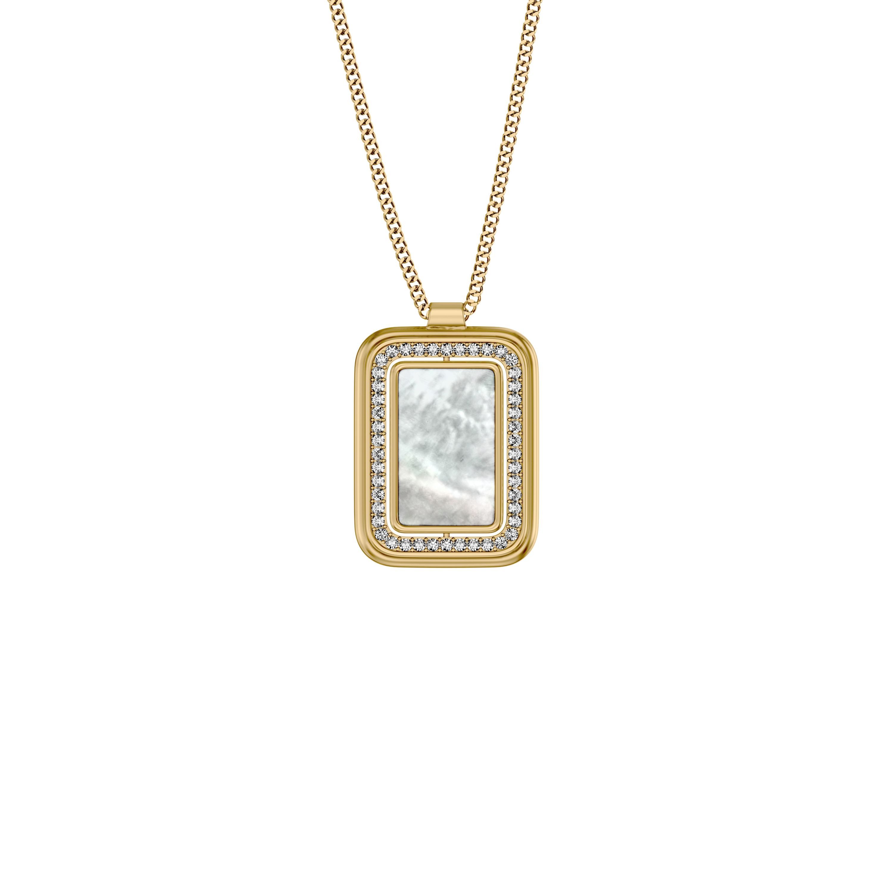 Fossil Kette mit Anhänger Raquel, mit Glasstein - mit Perlmutt