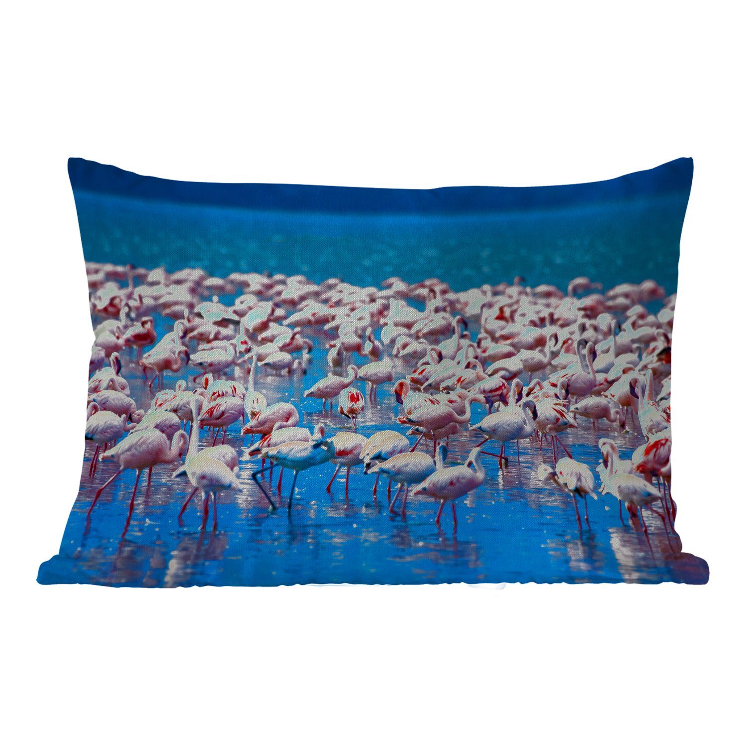 MuchoWow Dekokissen Flamingo - Wasser Polyester, Rosa, - Outdoor-Dekorationskissen, Kissenhülle Tropisch Dekokissenbezug, 