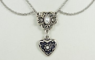 LUISIA® Kette mit Anhänger Halskette "Cecilia" mit Perlenblume und Herzanhänger (1-tlg., inkl. Schmuckbox)