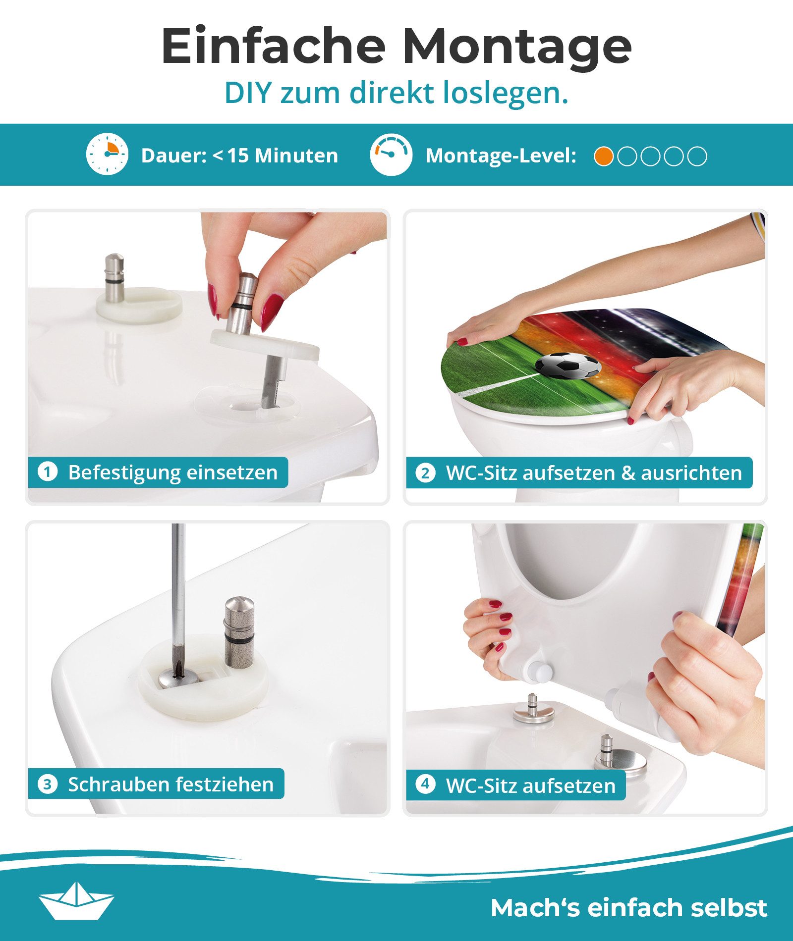 Calmwaters WC-Sitz Motiv Original, Motiv Halbzeitpause, Made in EU, Absenkautomatik, Abnehmbar, 26LP6305