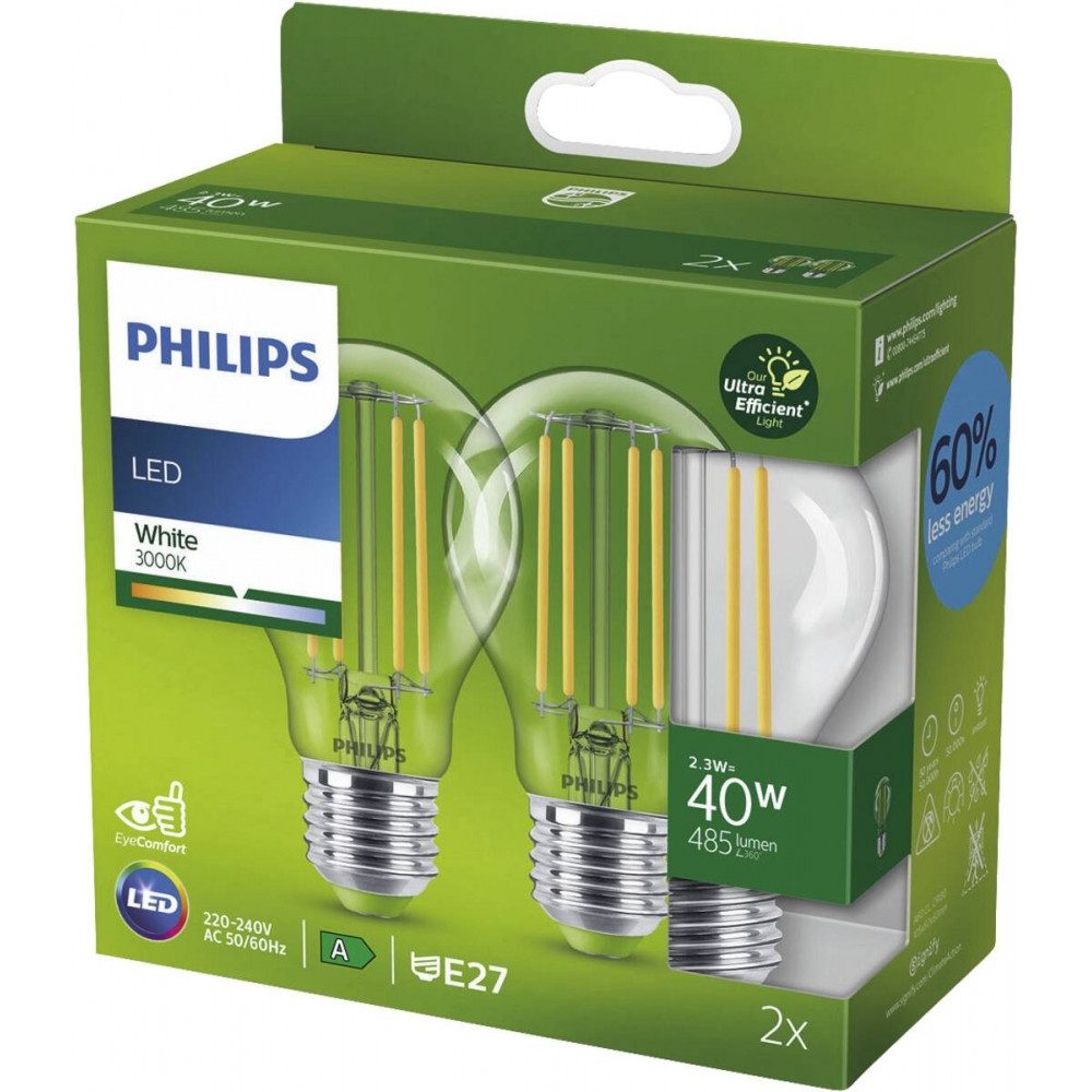 Philips Philips LED CLA 40W A60 E27 3000K Lampe Elektro-Kabel, E27, LED-Standardlampe, Energieeffizienzklasse A, 50.000 Stunden Lebensdauer