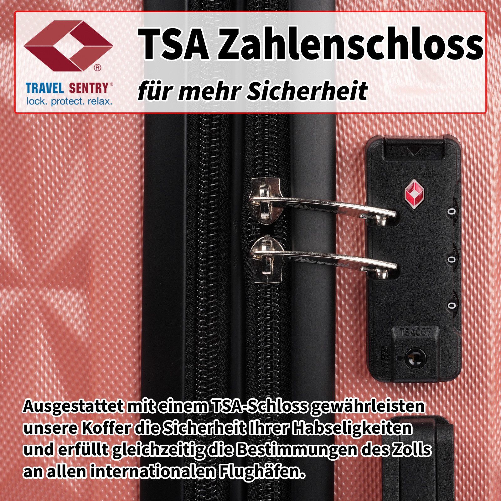 Weissmantel Kofferset 5er Koffer Set Hartschalenkoffer Kofferset XL Bordgepäck Handgepäck, (Suitcase 5 teilig Rollkoffer, Hartschalenkoffer Set, Reisekoffer, Kofferset, Koffer Set, Tolley Set)