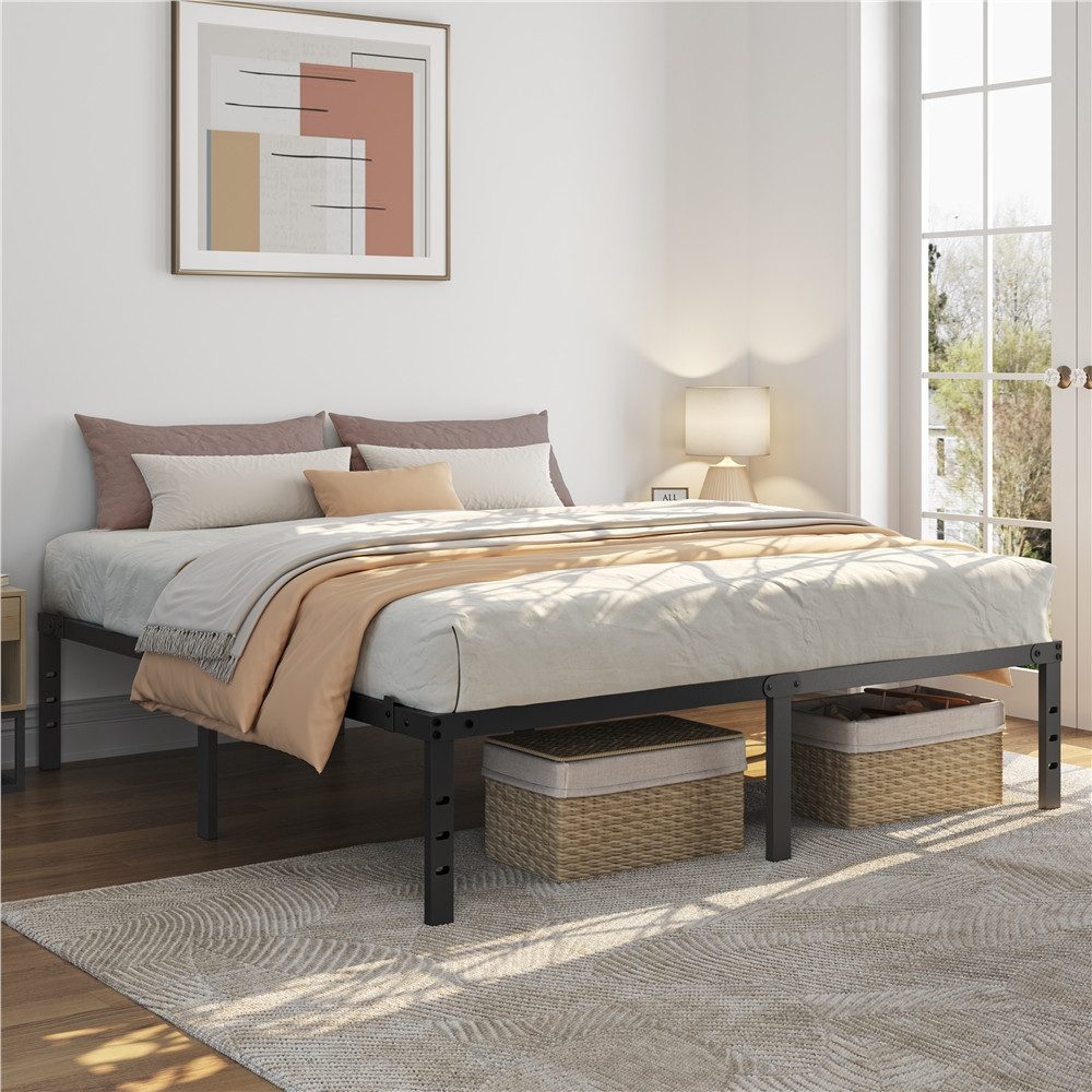 Yaheetech Metallbett 90×190/90×200/140×200/160×200/180×200 cm, Bettrahmen 36/41 cm H mit Lattenrost, Bettgestell aus Metall
