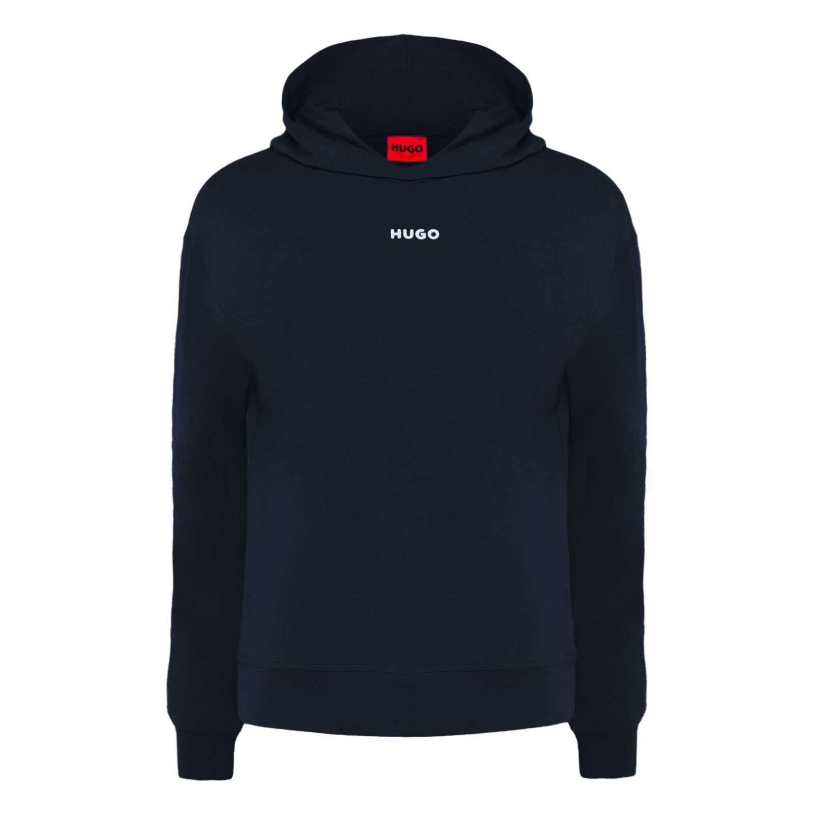 HUGO Kapuzensweatshirt Shuffle Hoodie mit markentypischem Silikon-Logo 405 navy