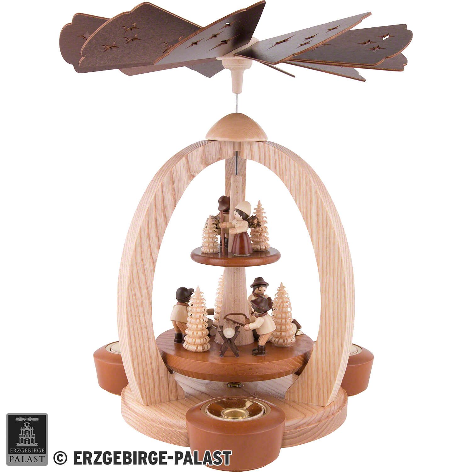 Holz- und Drechslerwaren Legler Weihnachtspyramide 2-stöckige Pyramide Waldleute natur (28cm) von HoDreWa Legler