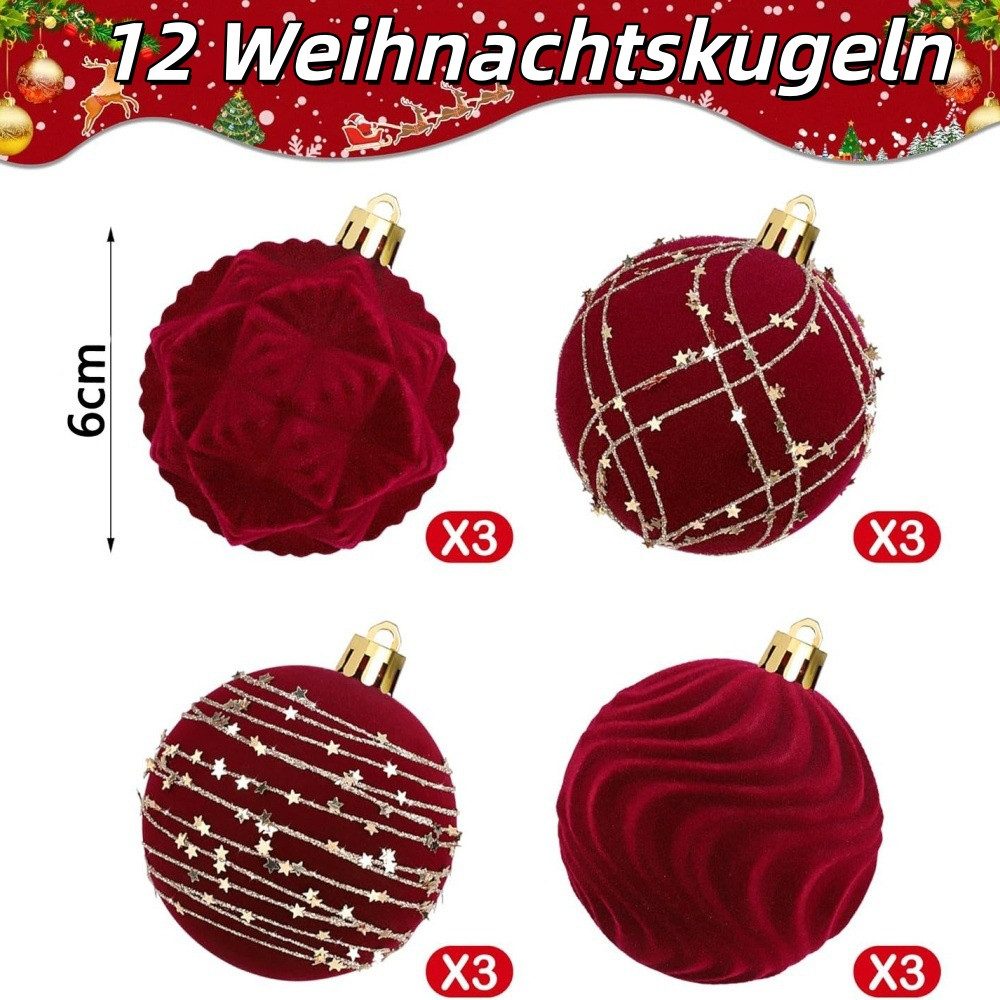 Sorvyzxn Weihnachtsbaumkugel Weihnachtsdeko Weihnachtskugeln 12-teiliges Set,Weihnachtsbaumschmuck, für Neujahrsparty Hochzeit Feiertag Weihnachtsdekoration – Bild 2 von 5