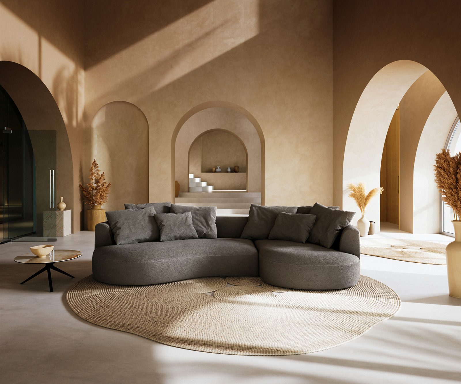 DELIFE Big-Sofa Edina, Edina Bouclé Soft Schlamm 330x170 cm