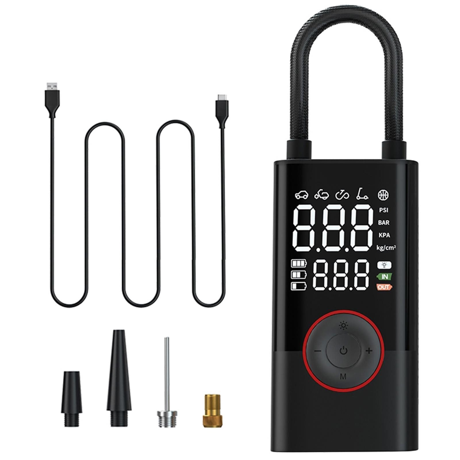 Fine Life Pro Tragbare Luftpumpe Elektronisch 150PSI Powerbank 4000 mAh (1 St), Schnellaufpumpung Mit LED Lampe Akku Für Alle Reifen Und Sportgeräte