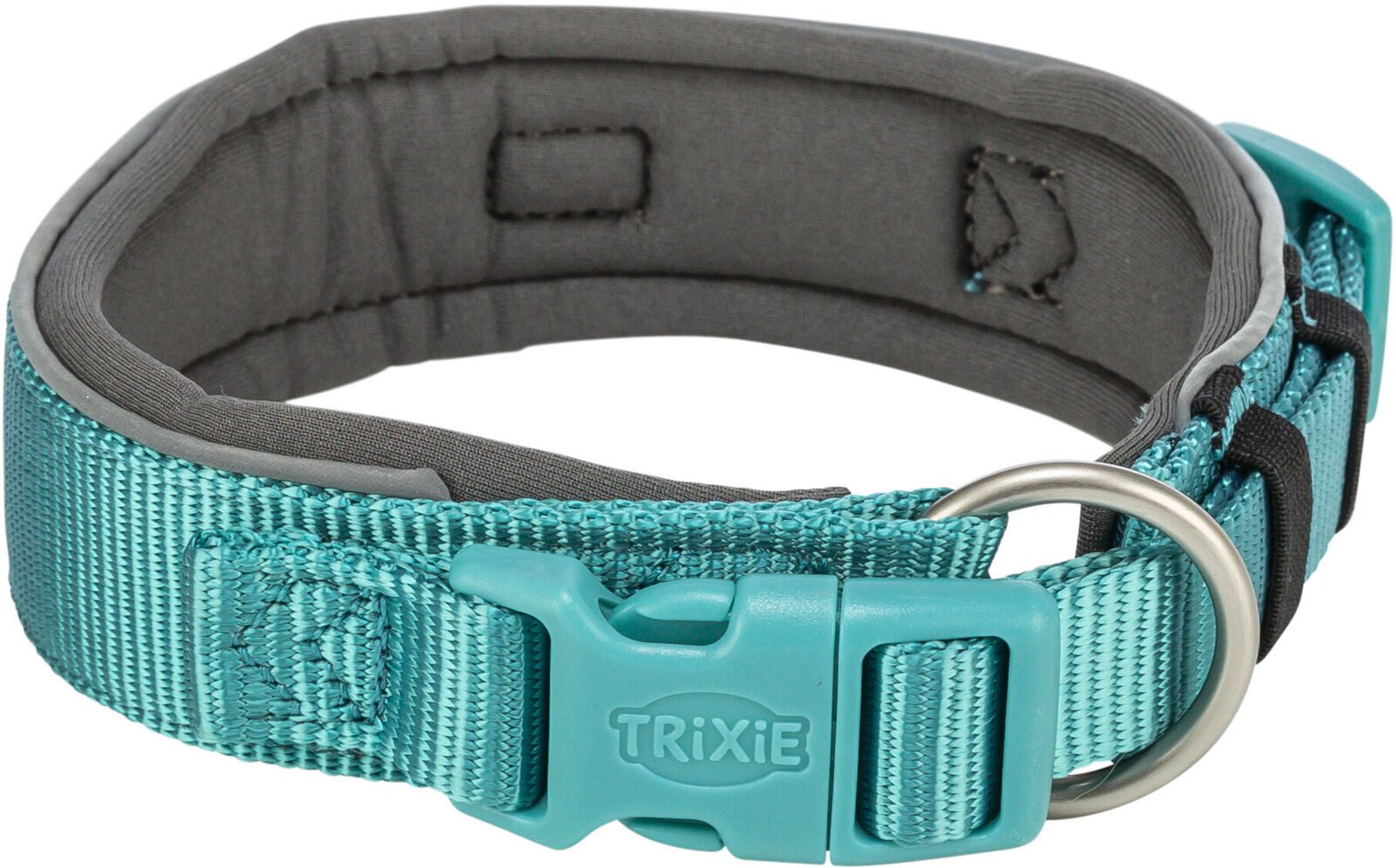 TRIXIE Hunde-Halsband Premium Halsband, extra breit - aqua/grafit - 40–48 cm/40 mm, Gurtband