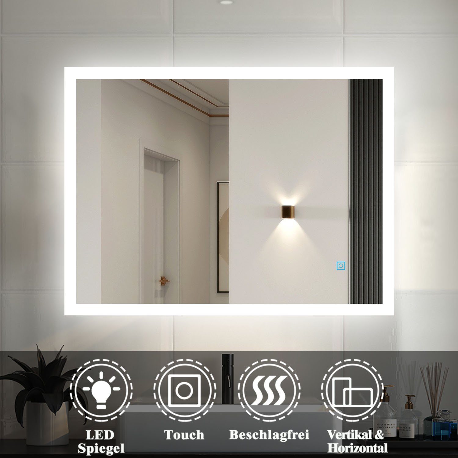 duschspa Badspiegel 50-120 cm Touch Kaltweiß, günstig online kaufen