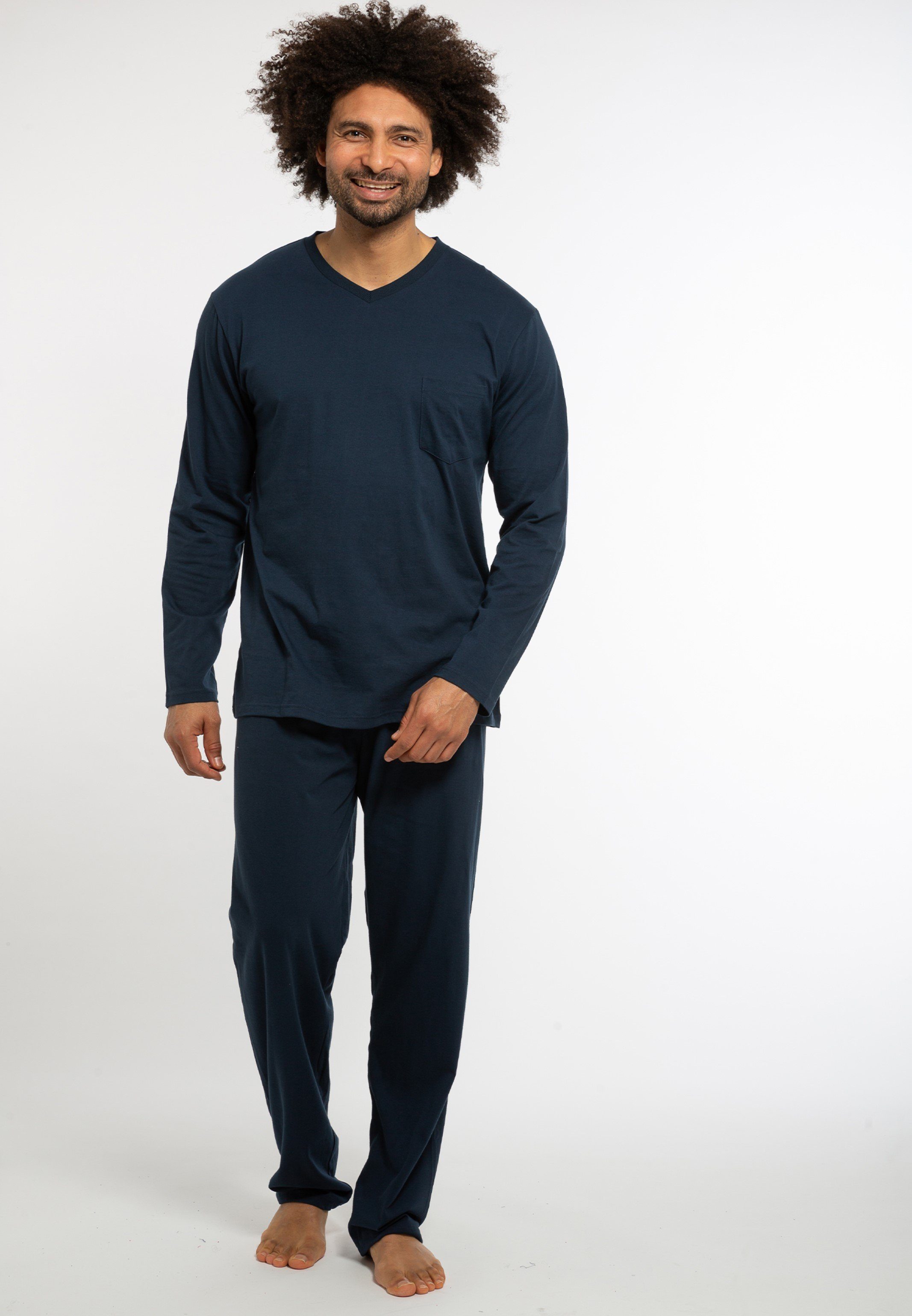 Ammann Pyjama - Langarm tlg) Aus - Baumwolle (Set, Baumwolle 2 Cotton Organic Bio Dunkelblau Schlafanzug 100