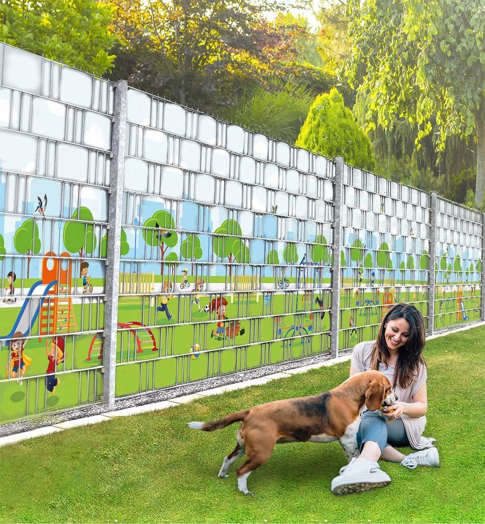 MyMaxxi Sichtschutzstreifen Zaunsichtschutz spielende Kinder Sichtschutz Garten Zaun