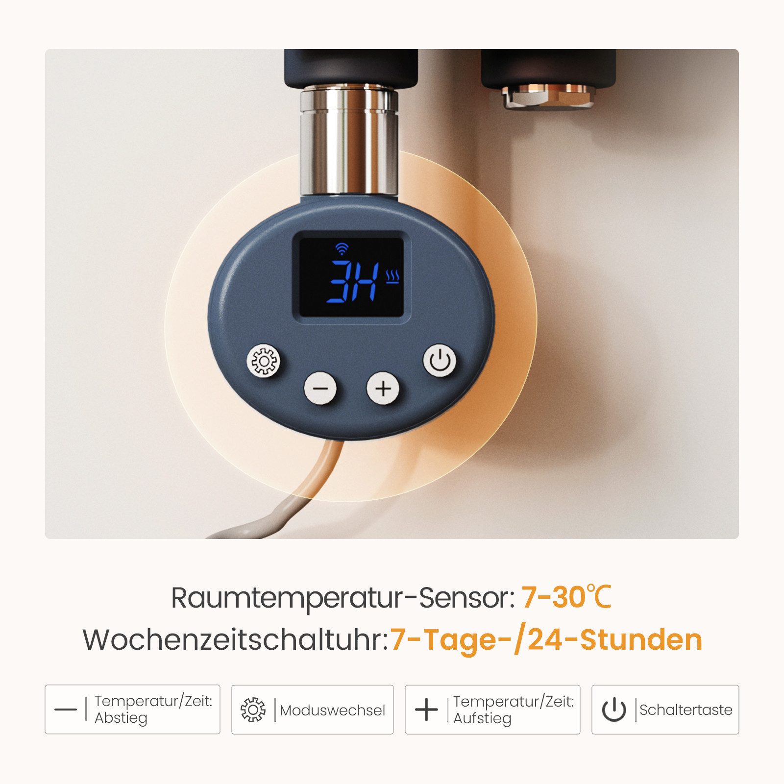 EMKE Elektrischer Badheizkörper Anthrazit mit Thermostat 400W~1000W, Smart günstig online kaufen