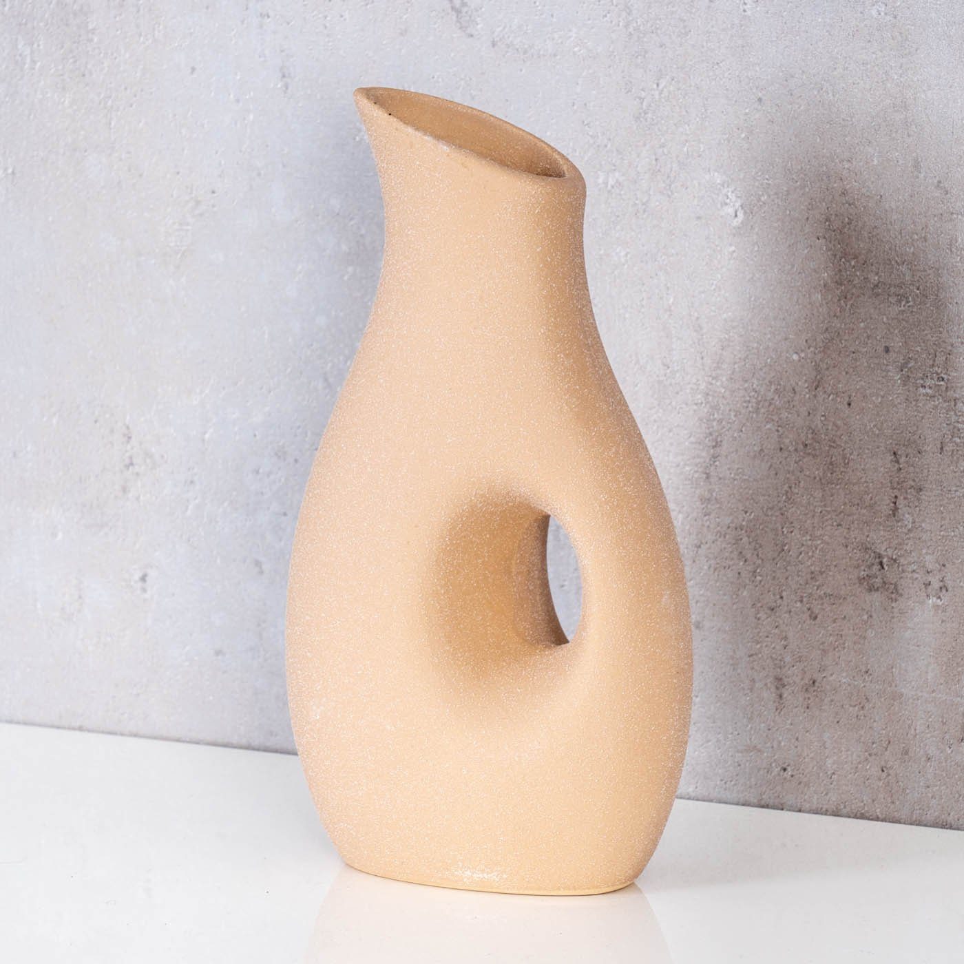 Levandeo® Dekovase, Vase H22cm Blumenvase Keramik Sand Beige Tischdeko Dekovase