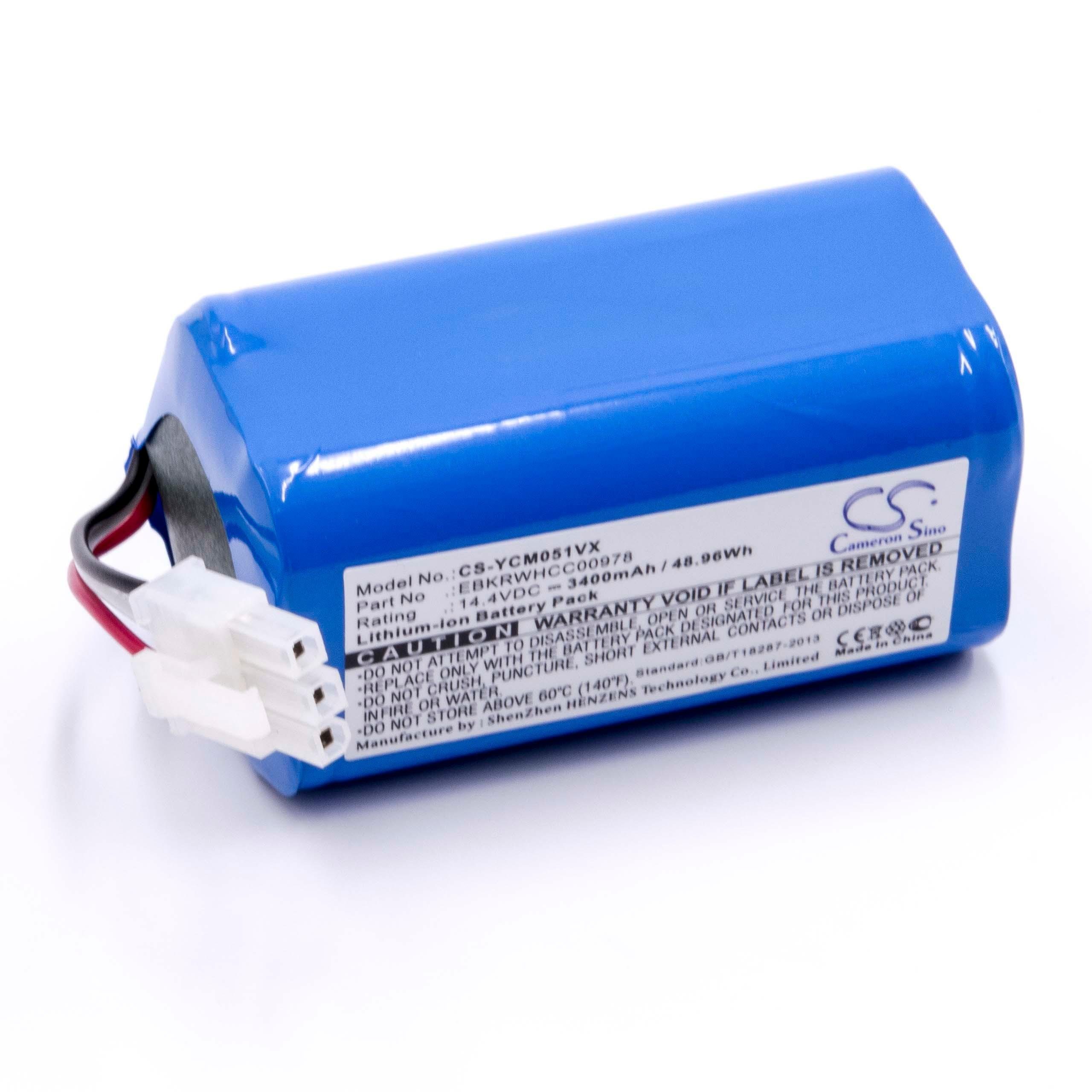 vhbw kompatibel mit Yujin Robot iClebo Smart YCR-M04-1, YCR-M05-10 Staubsauger-Akku Li-Ion 3400 mAh (14,4 V)