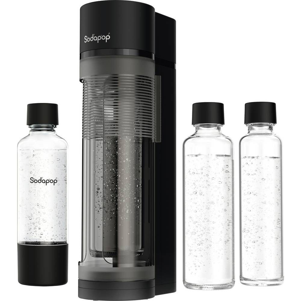 Sodapop Wassersprudler Logan matt schwarz inkl. 3 Flaschen OHNE CO² Zylinder