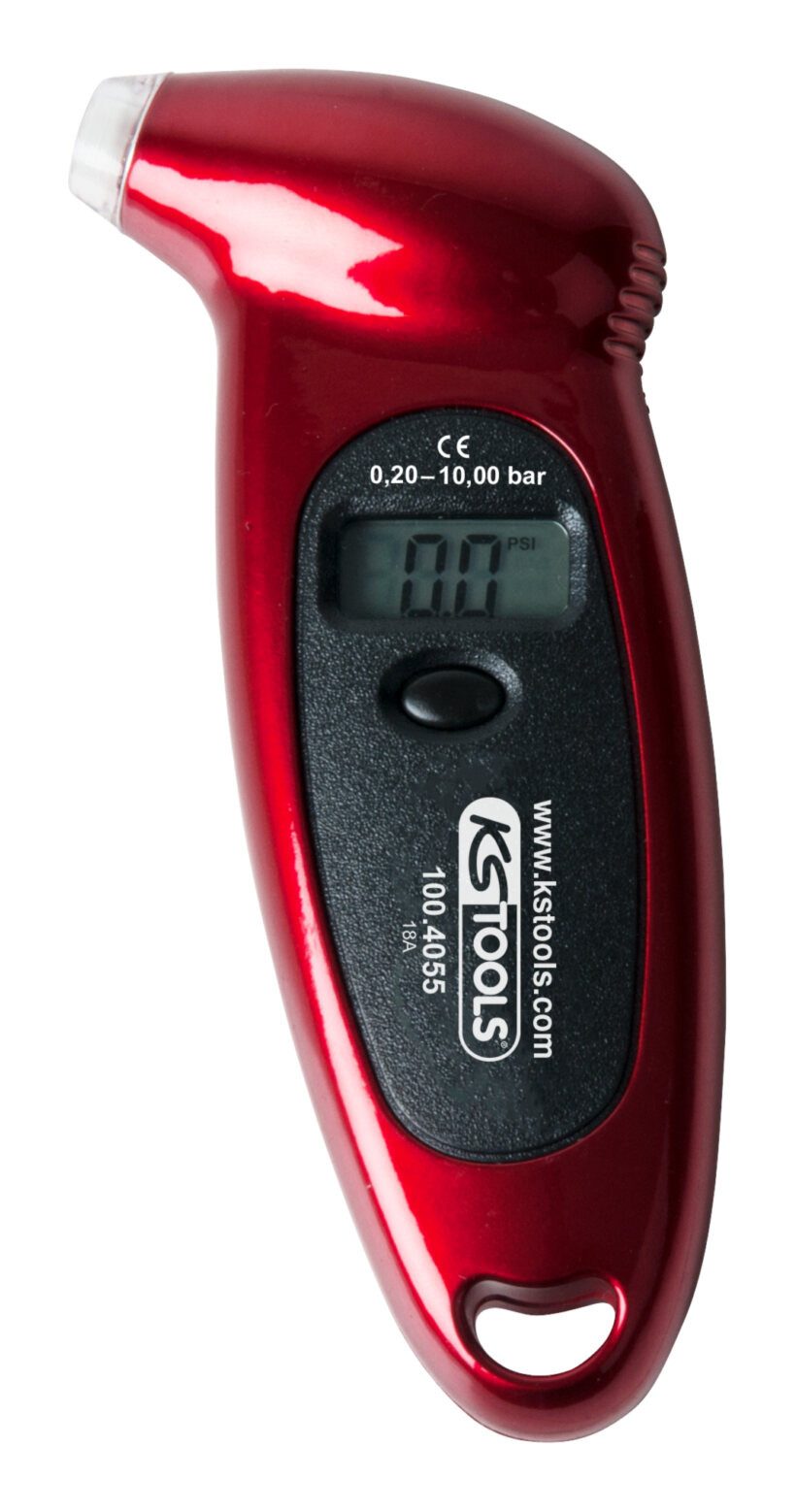 KS Tools Reifenfüllmessgerät, Digitaler Reifendruckmesser, 0,2 - 10 bar
