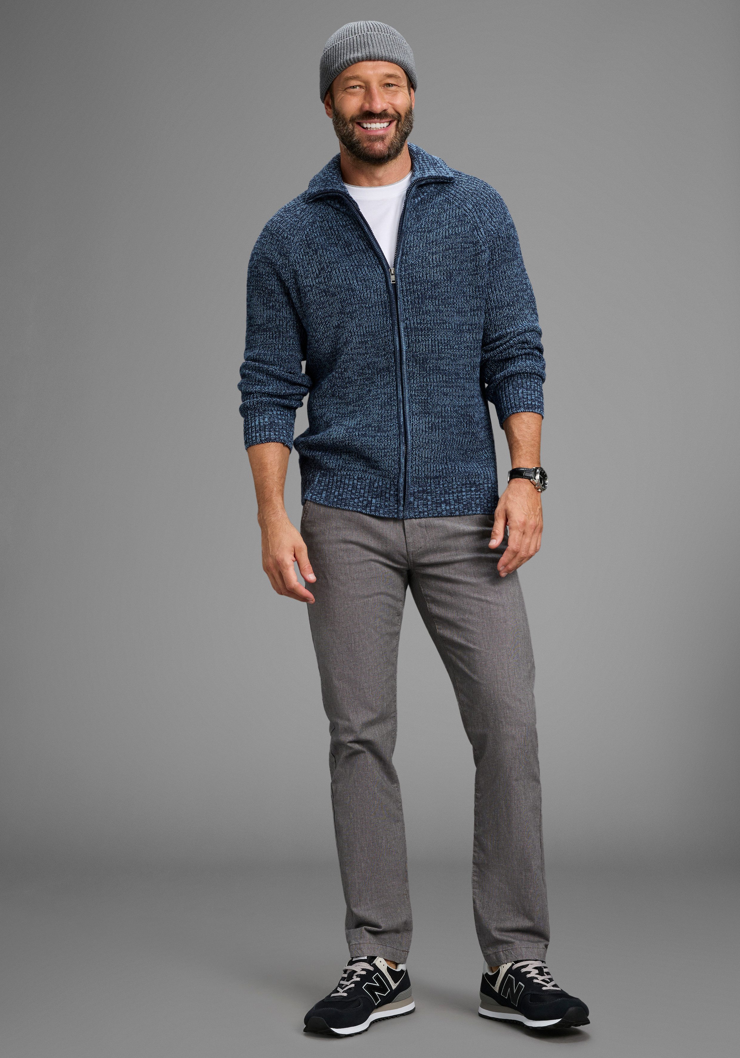 Man's World Strickjacke Mit Stehkragen & Reißverschluss melierte Optik,weicher Griff, Perfekt für die kältere Jahreszeit – Bild 5 von 5