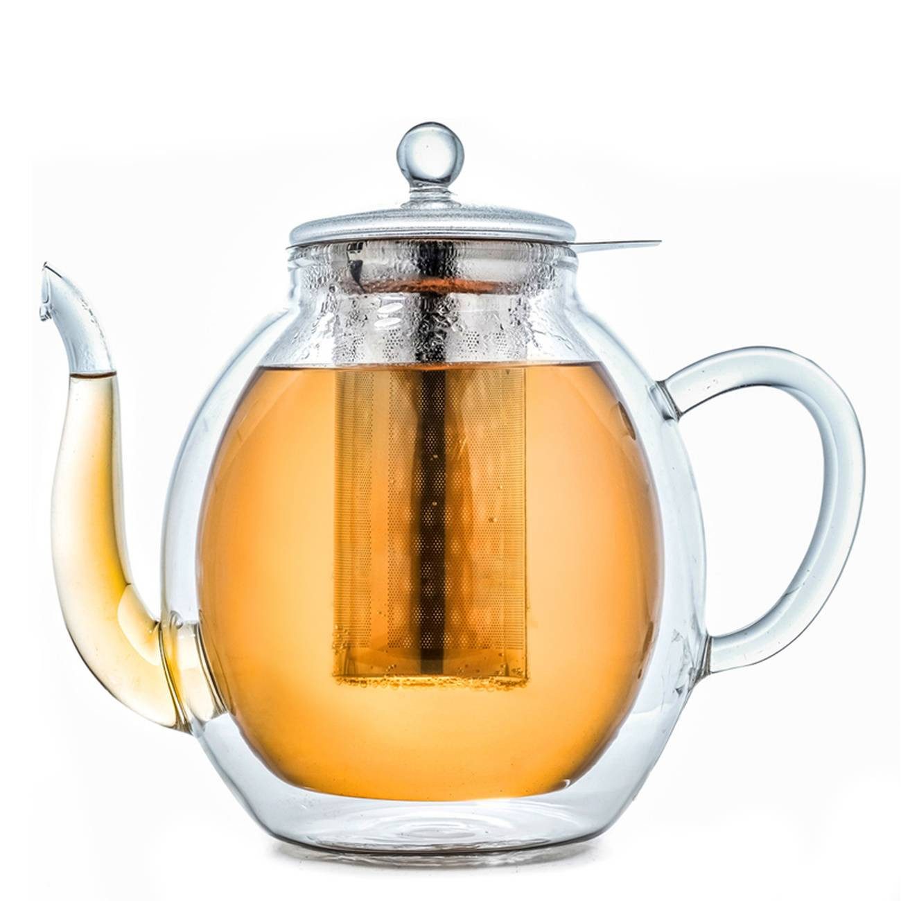 Creano Teekanne Creano doppelwandige Glas-Teekanne 1,4l mit Edelstahlfilter -tropffrei