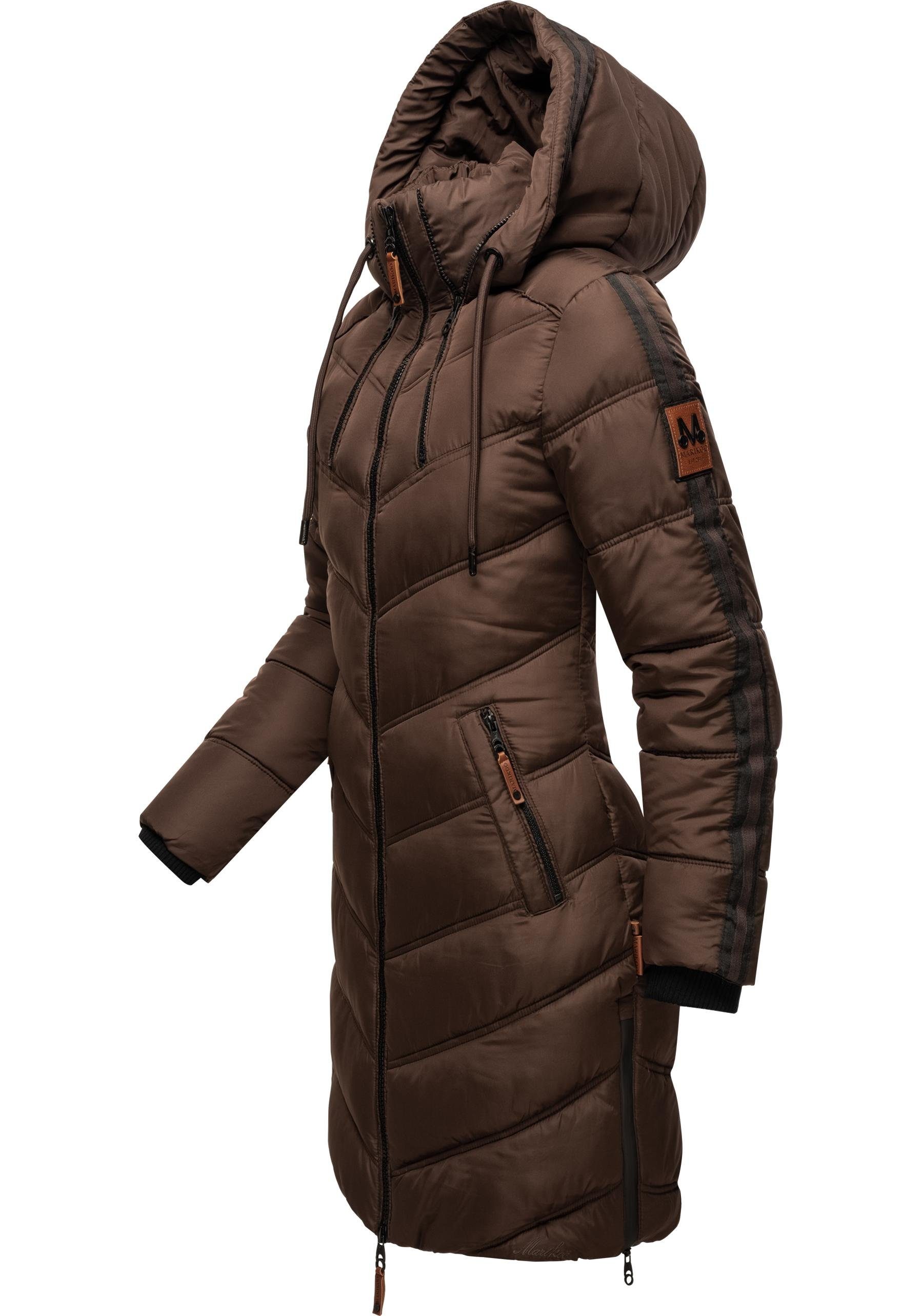 Marikoo Wintermantel Armasa modischer Damen Winter Steppmantel mit Kapuze