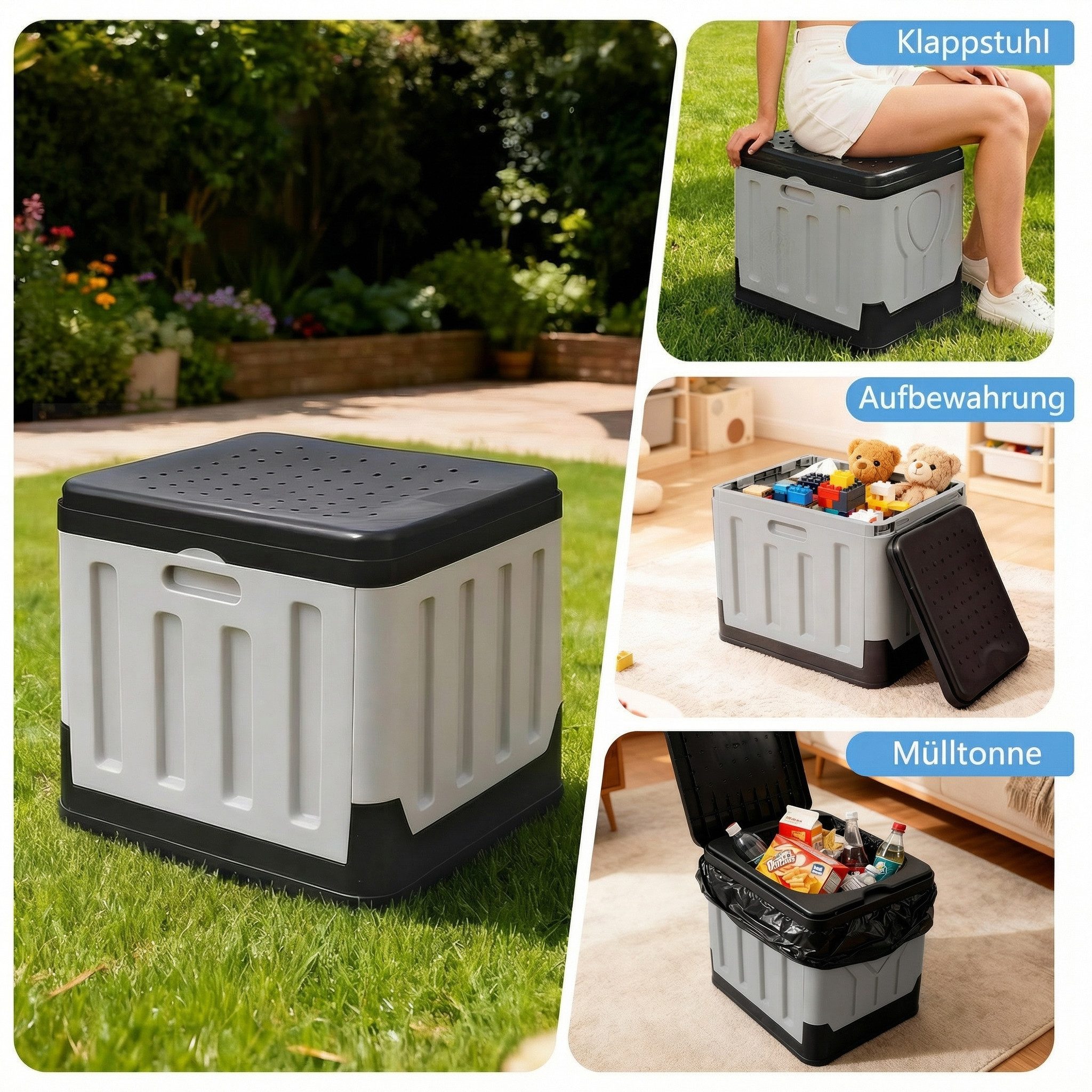 Huracan Campingtoilette Faltbare, Tragbare Mobile Toilette bis 100 kg Belastbarkeit, (Kompakte Reise-WC mit Aufbewahrungstasche, und Müllbeuteln), geeignet für  – Bild 4 von 5