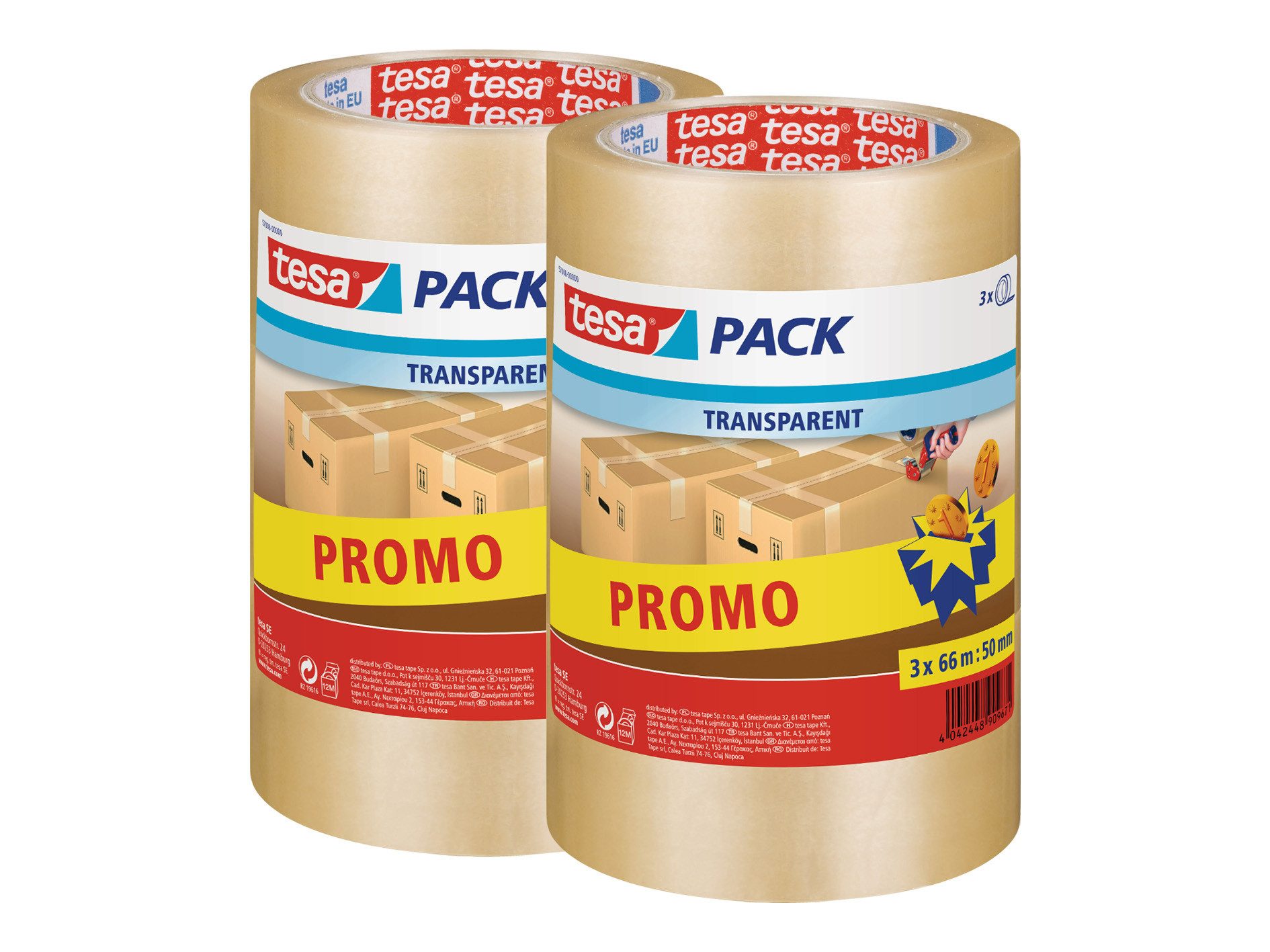 tesa Klebeband tesa Packband Klebeband stark Paketband Paketklebeband transparent (Packung, 6-St., 6 x tesapack Promopack Packband) Paketklebeband - einfaches Verpacken & Verschließen - transparent