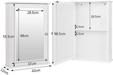 EUGAD Spiegelschrank (1-St) mit Ablage, aus Holz 42x58,5x12 cm weiß