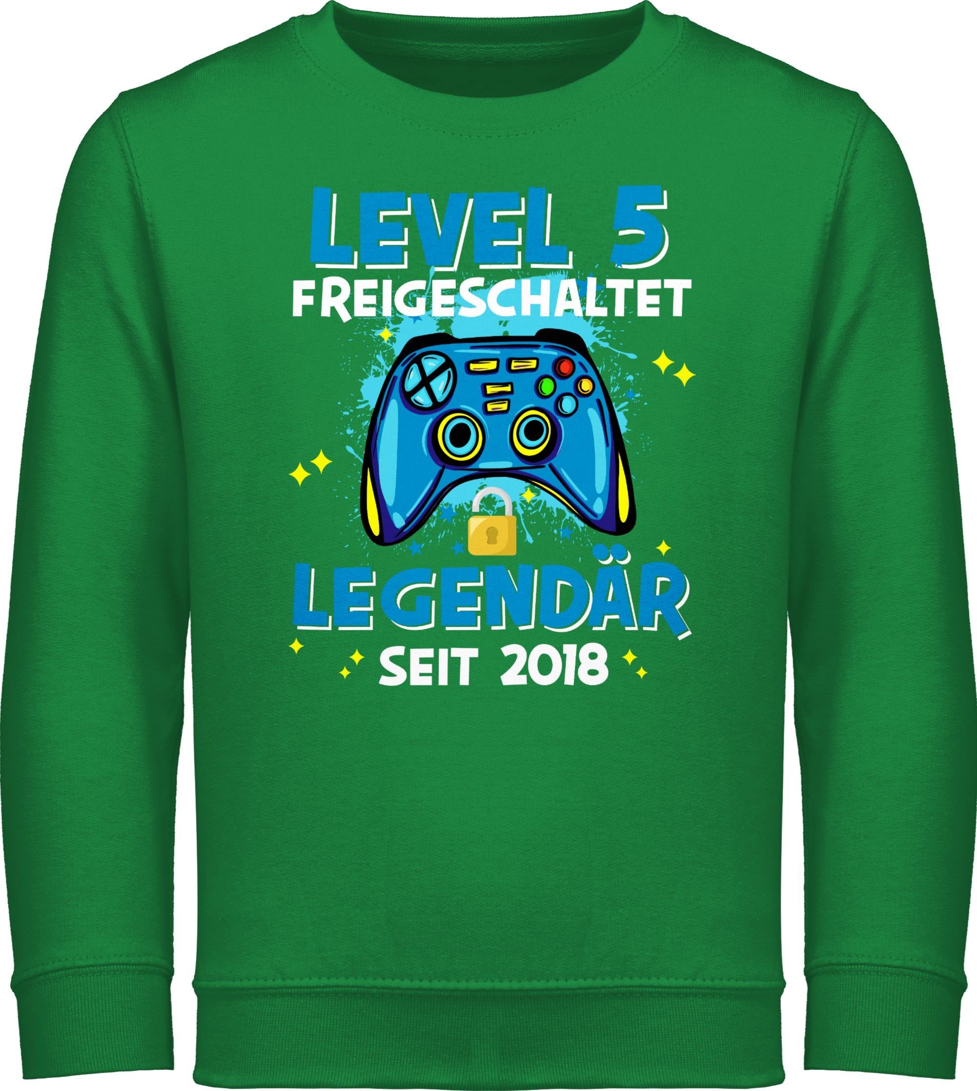 Level freigeschaltet Shirtracer 5 Geburtstag Sweatshirt 2018 1 5. seit Legendär Grün