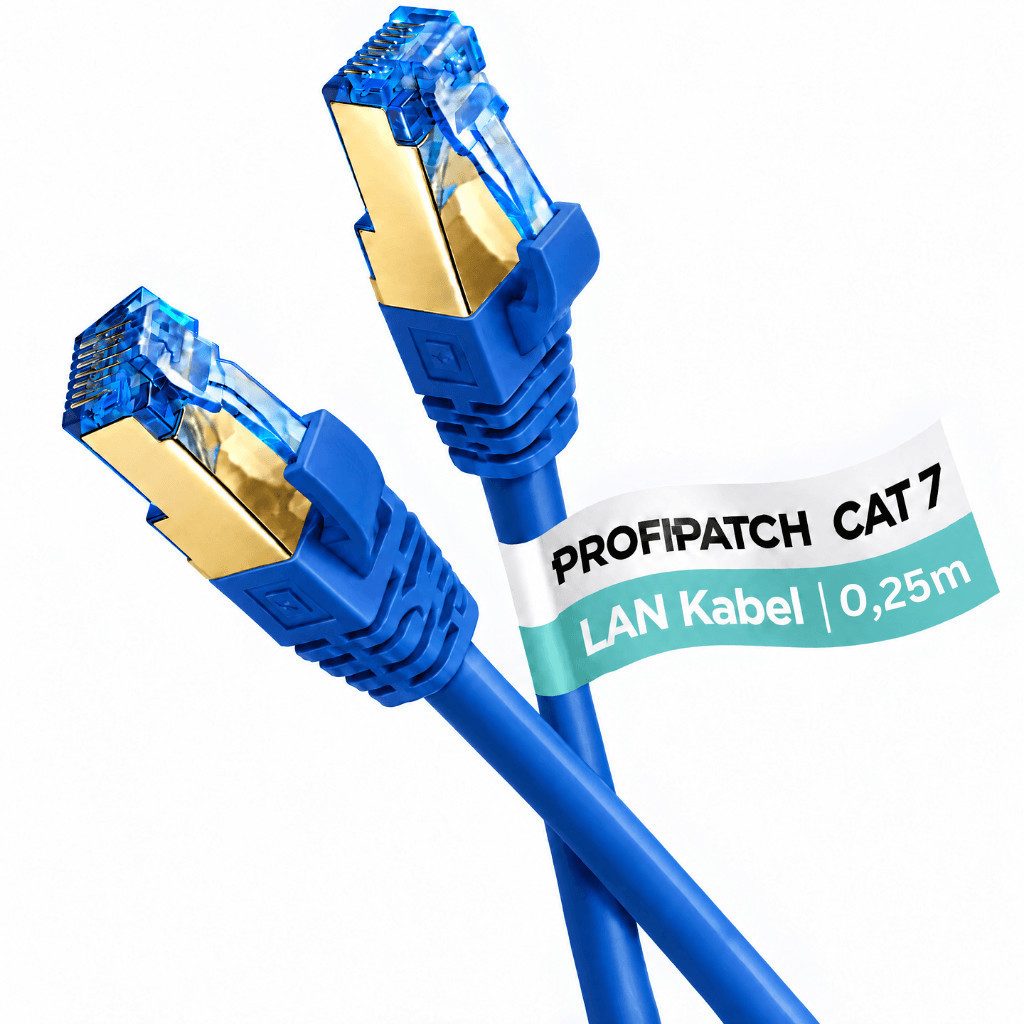 ProfiPatch CAT 7 Patchkabel Ethernet RJ45 Netzwerkkabel Rohkabel LAN-Kabel, RJ45, vergoldet, halogenfrei, blau von ProfiPatch
