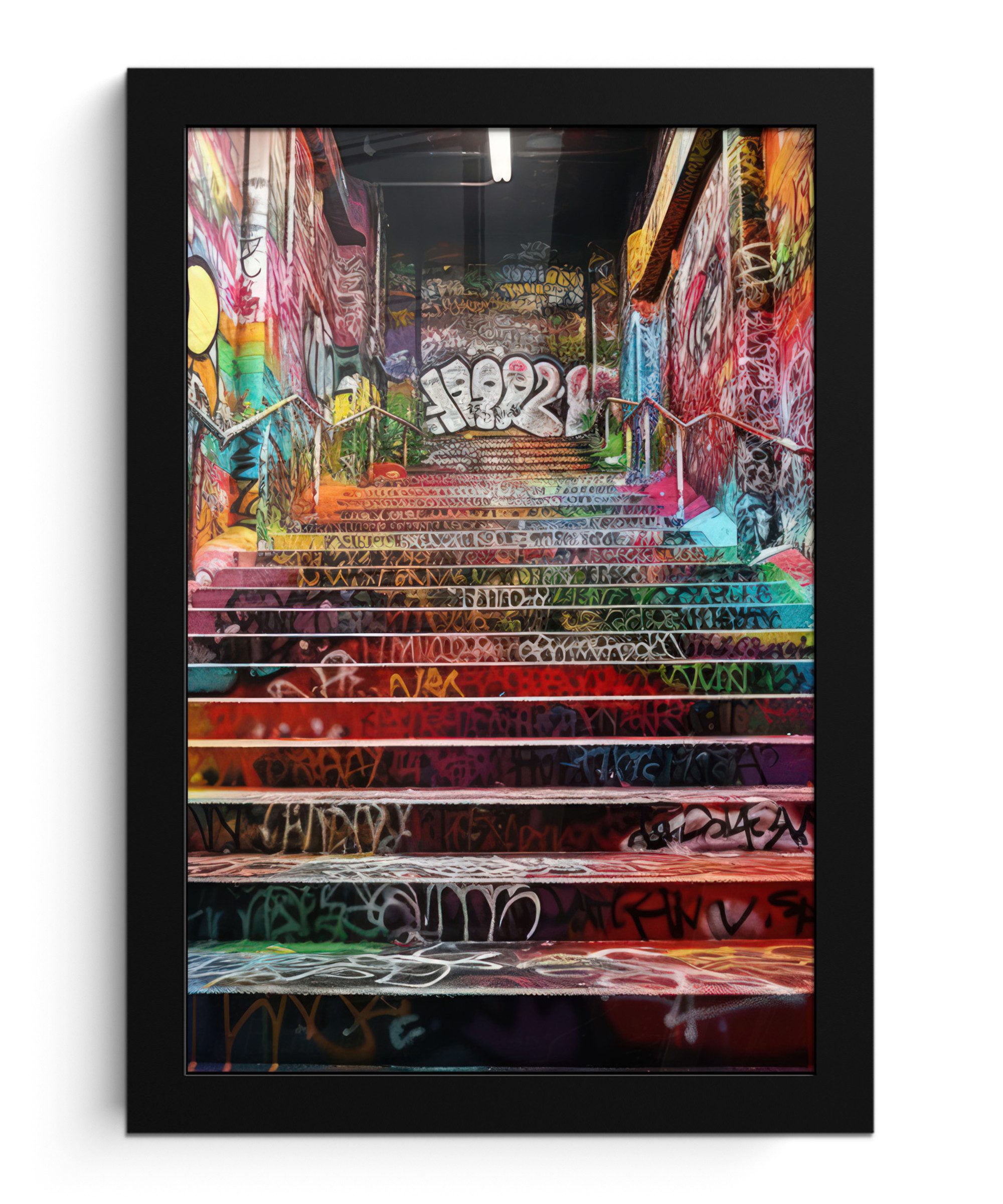 Poster Treppe - Graffiti - Farben - Kunst