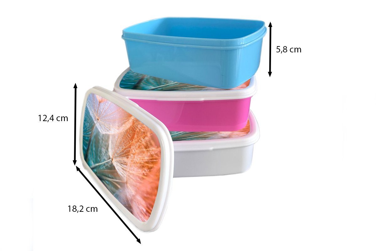 MuchoWow Kunststoff, Lunchbox Erwachsene, Brotdose rosa Mädchen, Snackbox, - Pflanze, für Kinder, - (2-tlg), Kunststoff Blume Brotbox Löwenzahn