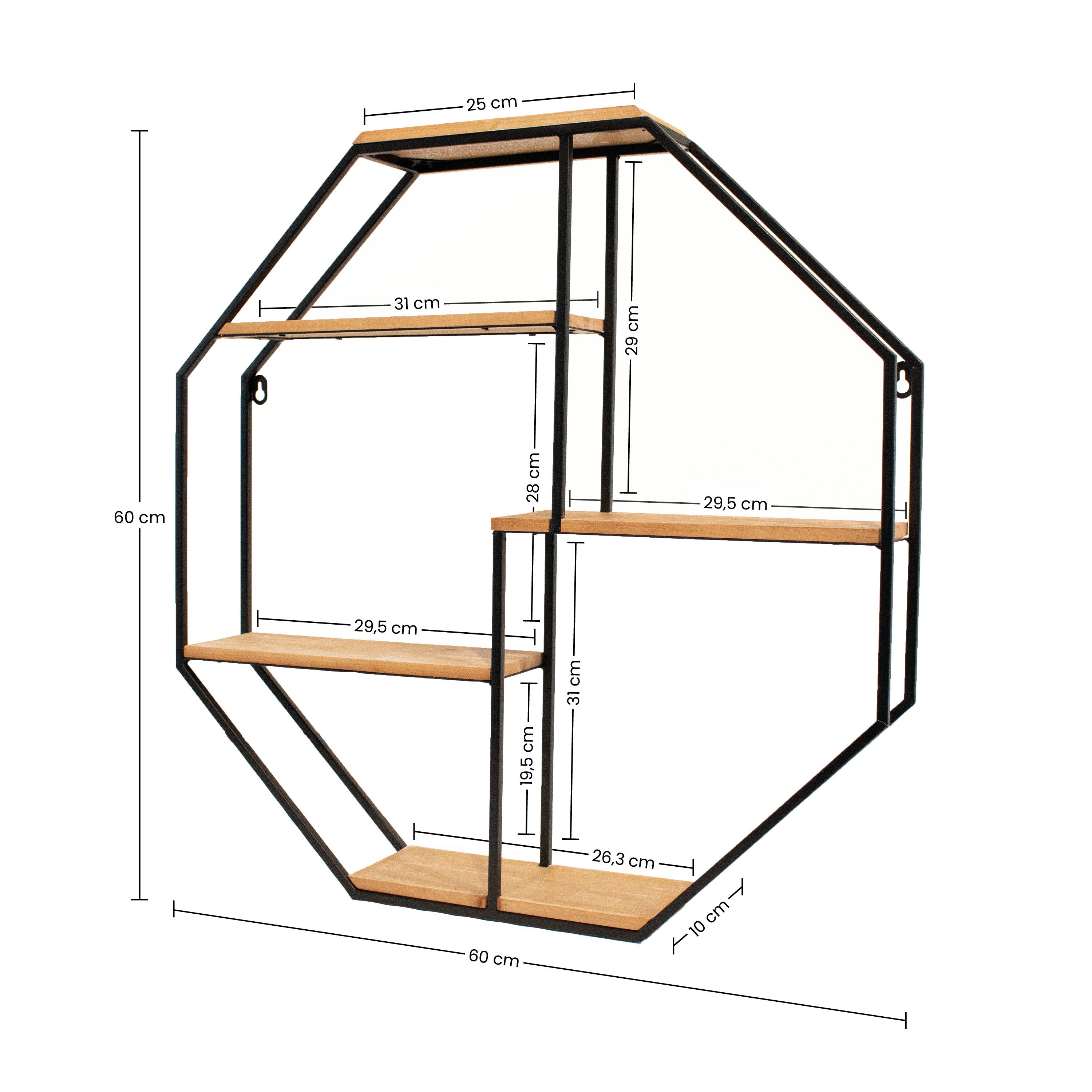 Kyto Wandregal Kyto Wandregal Oktagon 60x60cm - Deco Regal Oktagonalform 8-Eckig