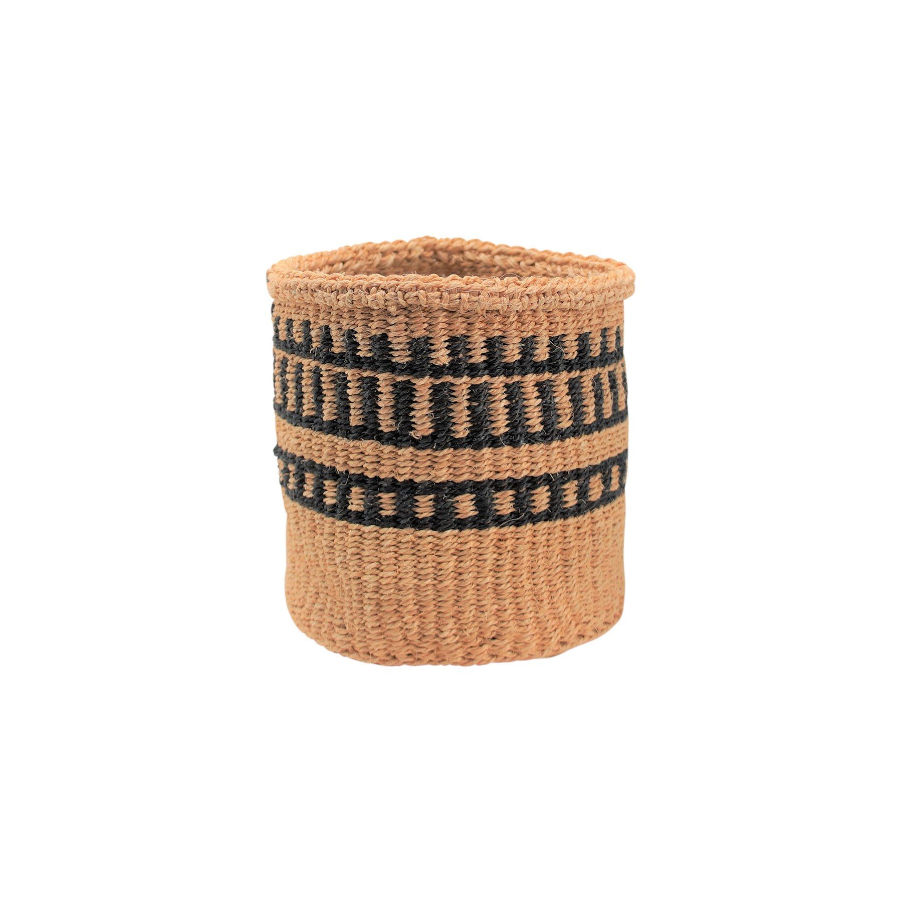 LaLe Living Dekokorb Yaris in Schwarz-Braun, Ø14 cm, handgefertigt aus Sisal