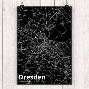 Mr. & Mrs. Panda Poster DIN A4 Dresden - Geschenk, Bild, Wandposter, Ort, Küchenposter, Handg, Stadt Black (1 St)