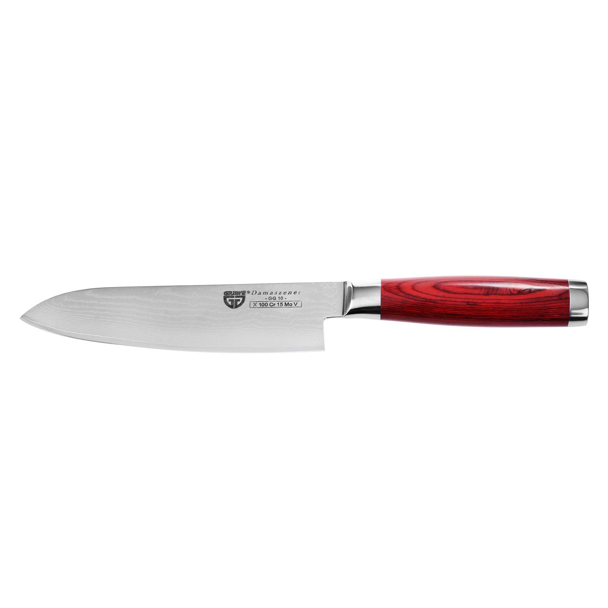 GRÄWE Дамасский нож GRÄWE Damaszener Santokumesser groß 17,5 cm Klinge, mit Hartholzgriff
