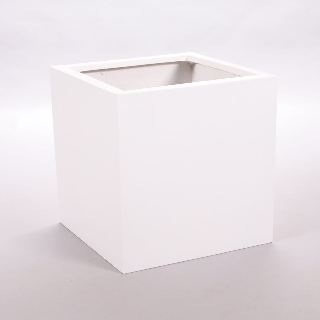 Elegant Einrichten Pflanzkübel Pflanzkübel Fiberglas Quadratisch 30x30x30cm Perlmutt-Weiß (1 St)
