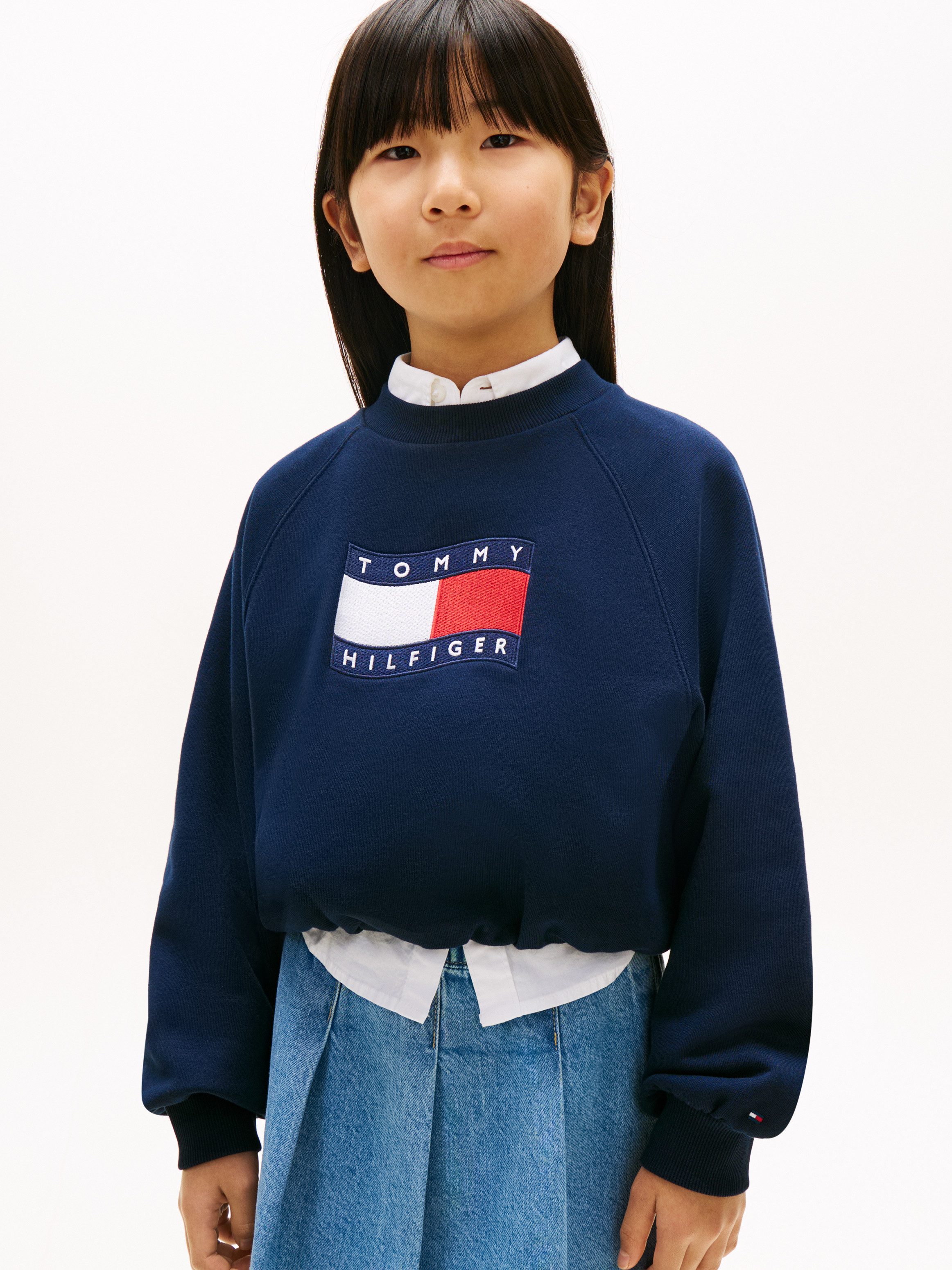 Tommy Hilfiger Sweatshirt TOMMY WAVE FLAG CREWNECK Kinder bis 16 Jahre, verdeckter Saum, relaxed fit