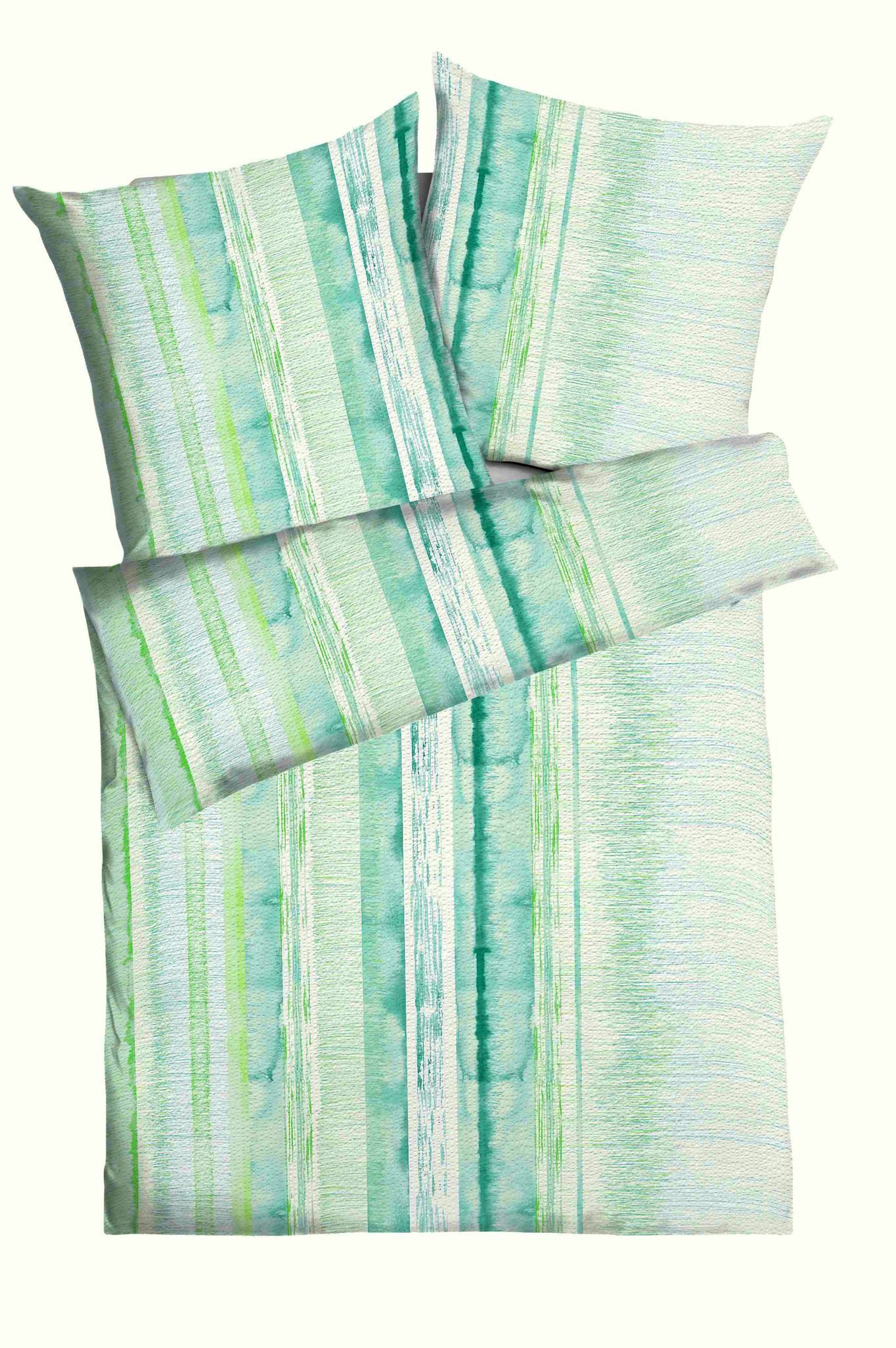 JACK Bettwäsche 135x200cm Green Flow, Seersucker, 2 teilig, in frischen Grüntönen, abstrakte Musterung