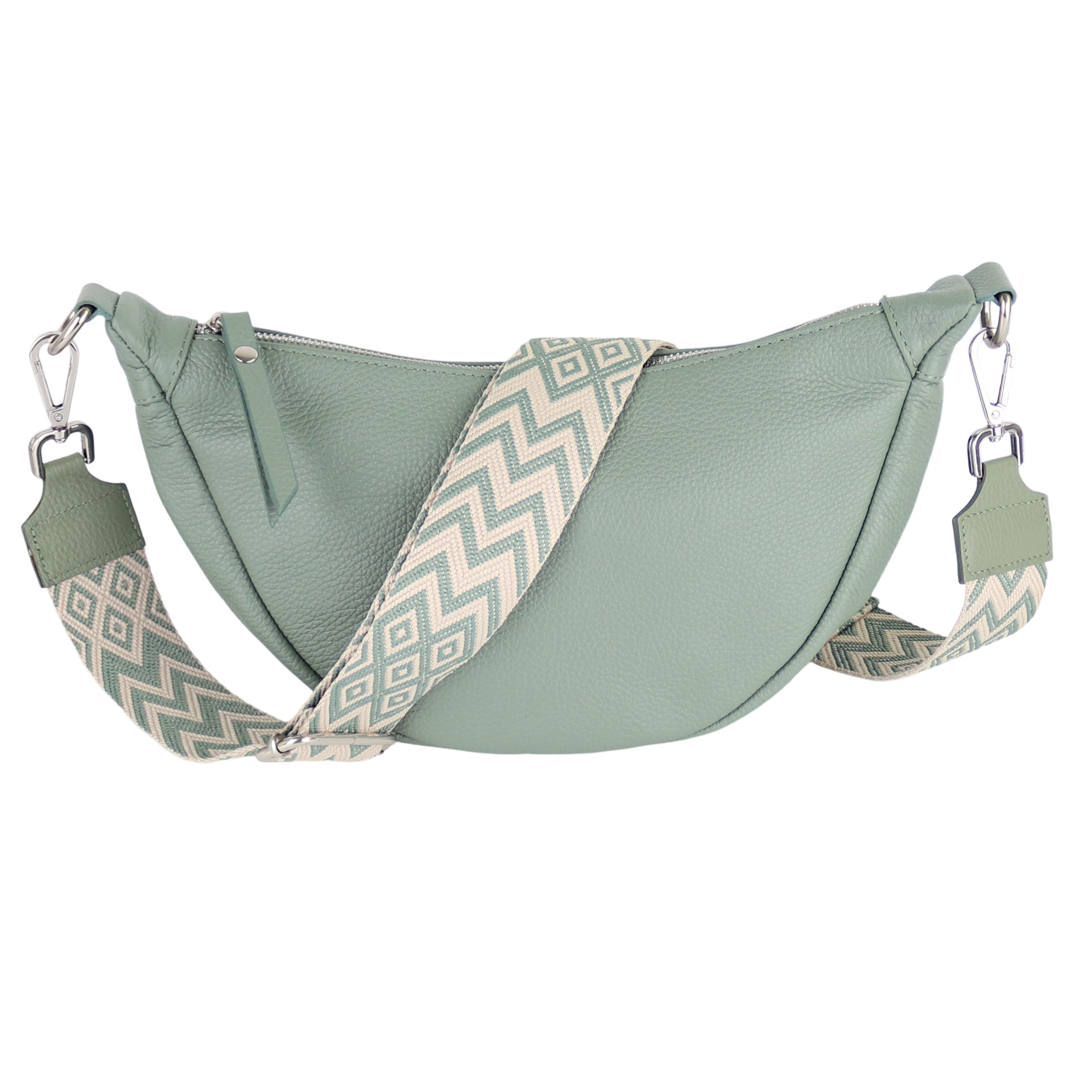 Schultertasche Damen Runde aus Echtleder, Made in Italy, Brusttasche,Umhängetasche