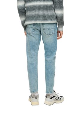 QS Stoffhose Jeans Rick / Slim Fit / Mid Rise / Slim Leg Label-Patch, Waschung